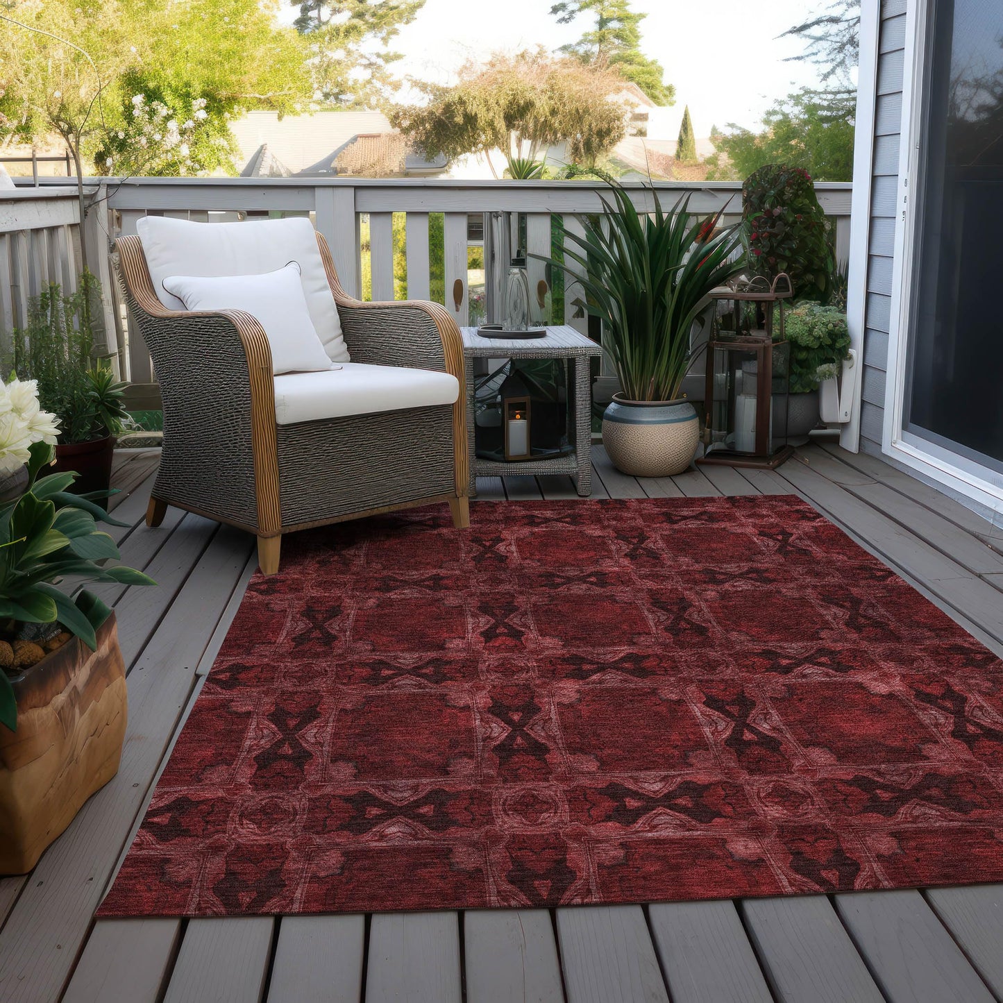 Addison Rugs Chantille ACN564 Red 9' x 12 Indoor Outdoor Area Rug, Stain Resistant, Machine Washable, Non Shedding, Bedroom, Living Room, Dining Room, Kitchen Rug