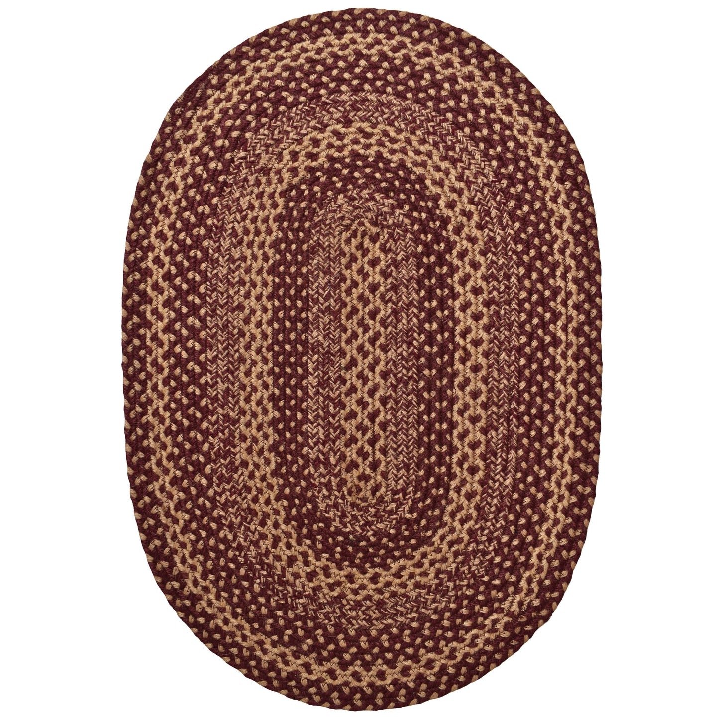 Jute Braided Rugs 4x6' Oval Rustic Trails – Burgundy & Tan Primitive Rugs for Living Room, Dining Room Decor, Farmhouse Living Accent