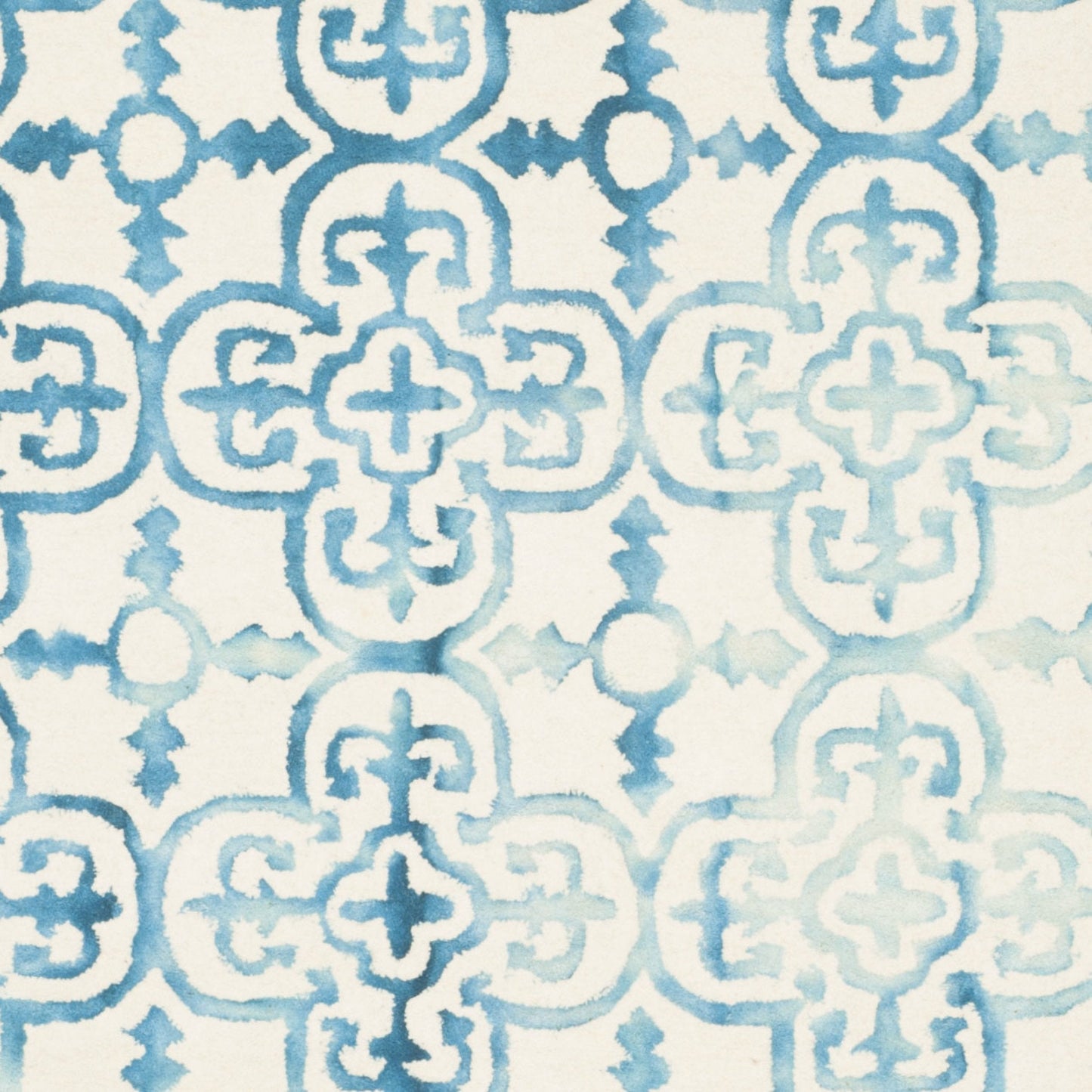 SAFAVIEH Dip Dye Collection Area Rug - 10' x 14', Ivory & Turquoise, Handmade Moroccan Watercolor Wool, Ideal for High Traffic Areas in Living Room, Bedroom (DDY711H)