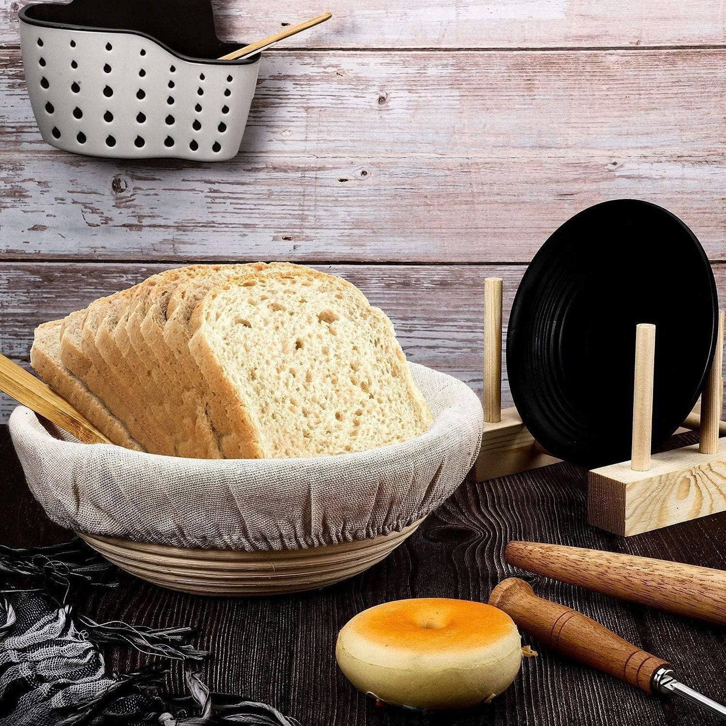 6 Packs Round Bread Proofing Basket Cloth Liner Rattan Baking Dough Basket Cover Natural Rattan Banneton (10 Inch)