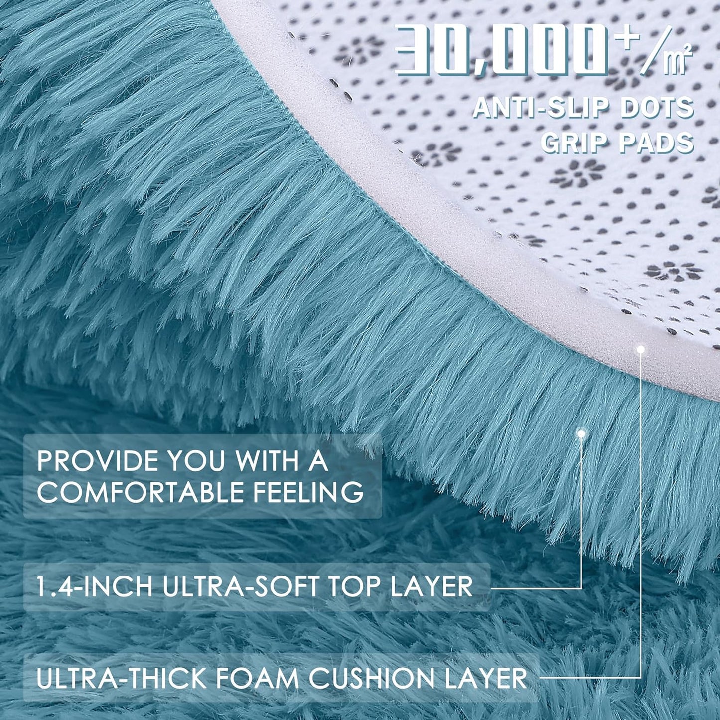 OLANLY Large 5x7 Machine Washable Area Rug - Soft Fluffy Shaggy Carpet for Living Room & Bedroom | Slate Blue