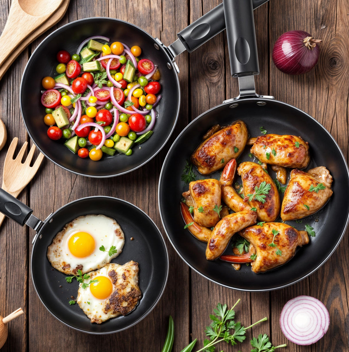 Utopia Kitchen Nonstick Cookware 3 Piece Omelette Pan Skillet Set, Nonstick Frying Pans with Induction Bottom, 8, 9.5 & 11 Inches Frying Pans with Bakelite Handles, PFOA Free, Grey