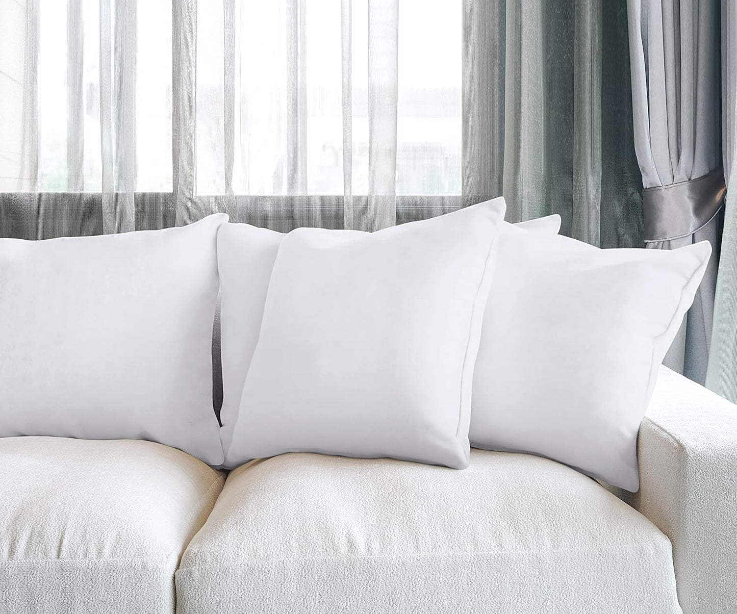 Utopia Bedding Throw Pillows - Fluffy Down Alternative Set of 4 | 24 x 24 Inches, White for Indoor & Outdoor Use