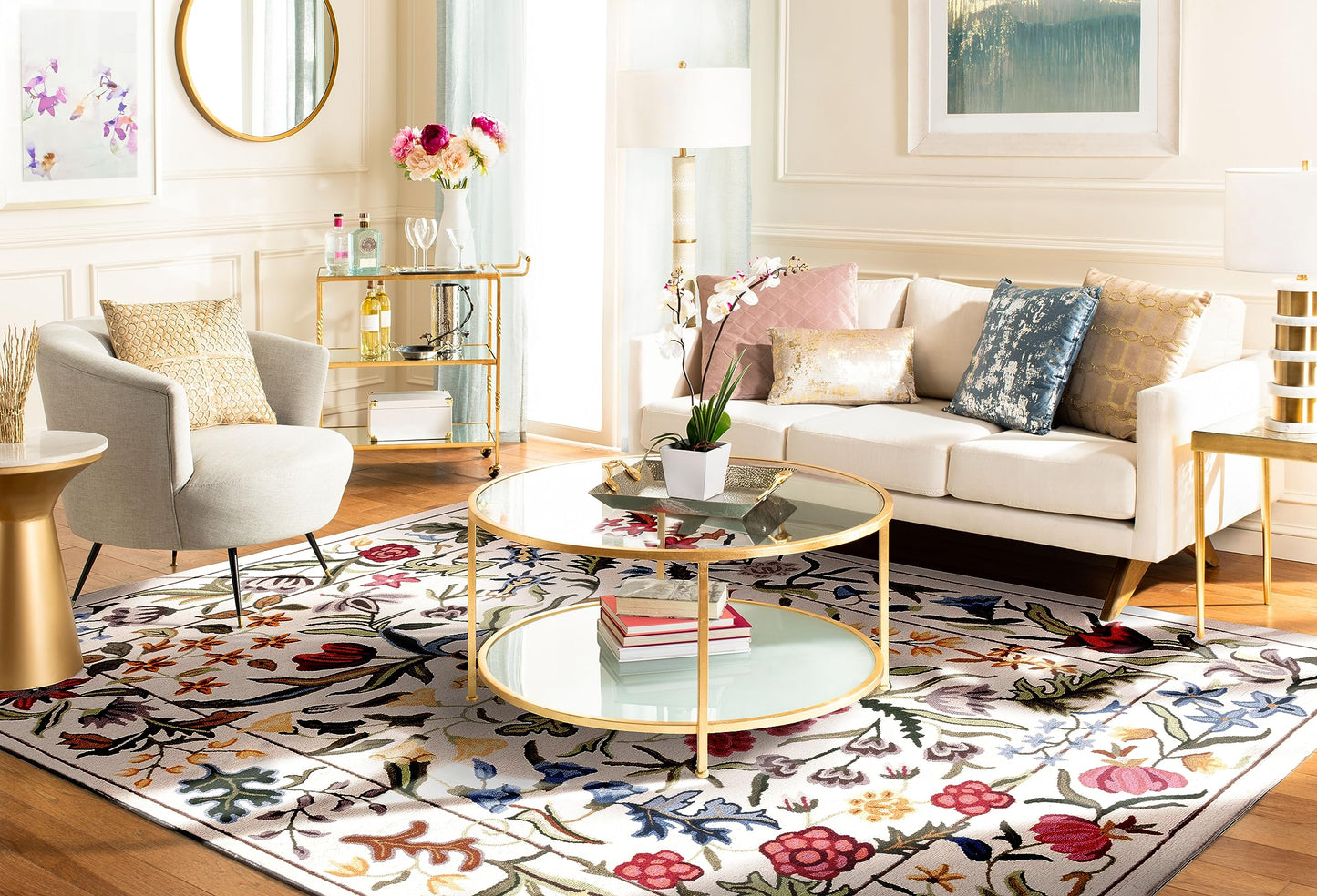 SAFAVIEH Chelsea Collection Area Rug - 9' x 12', Ivory & Green, Handmade French Country Wool, Floral Design, Ideal for Living Room, Bedroom, Dining Room (HK335A-9)