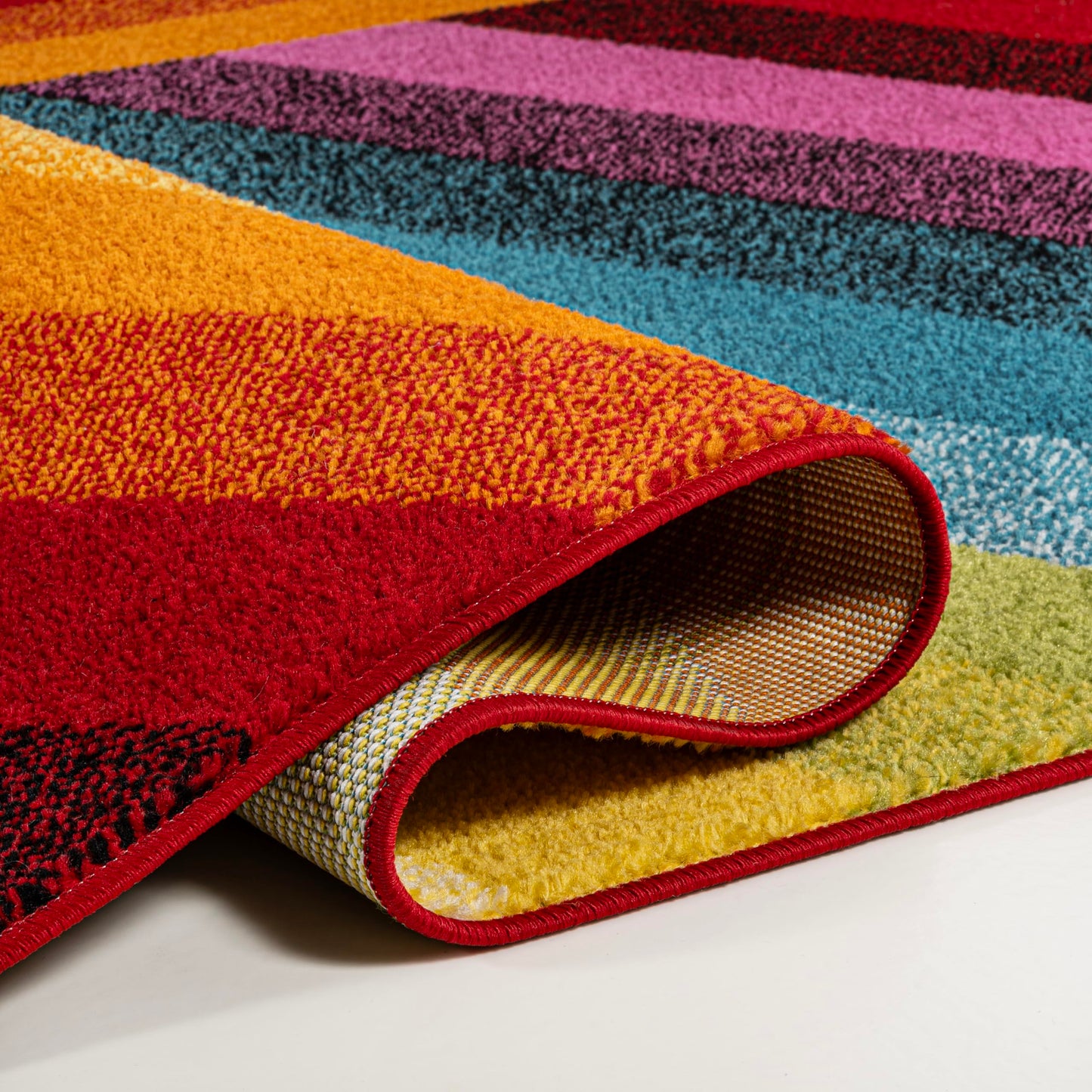 JONATHAN Y Retro Rainbow Stripe Multi Indoor Area Rug 4x6, Contemporary, Casual, Coastal, Easy-Cleaning for Living Room, Bedroom, Kitchen, Pet Friendly, Non-Shedding (DZC102A-4)