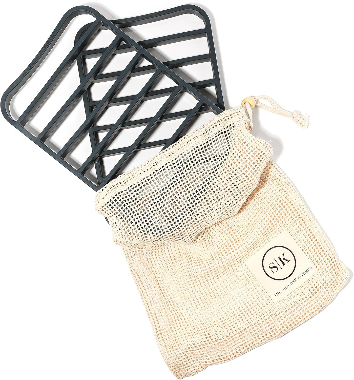 Silicone Kitchen Extra Large Roasting Rack Pan - Dishwasher Safe, BPA Free, Non-Toxic | Navy, 2 Pack