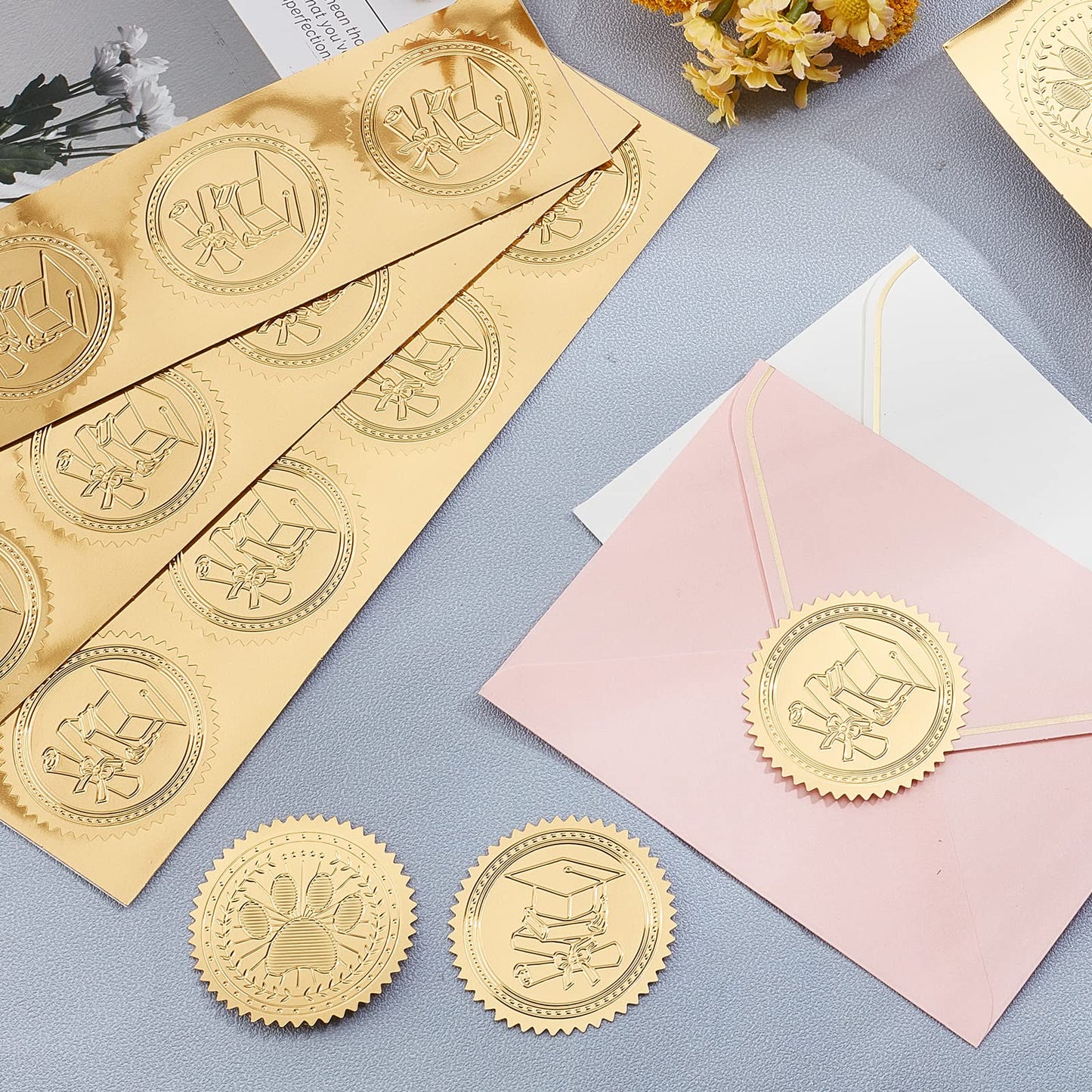 CRASPIRE 2" 1st Gold Foil Sticker Medal Award First Place 100pcs Certificate Seals Gold Embossed Round Embossed Foil Seal Stickers for Envelopes Invitation Card Diplomas Graduation Ofiicial