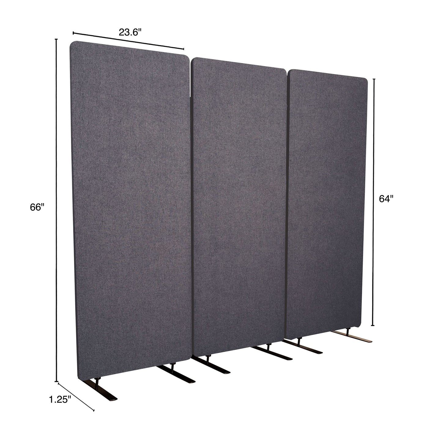 Stand Up Desk Store ReFocus Freestanding Noise Reducing Acoustic Room Wall Divider Office Partition (Ash Grey, 72" x 66", Zippered 3-Pack)
