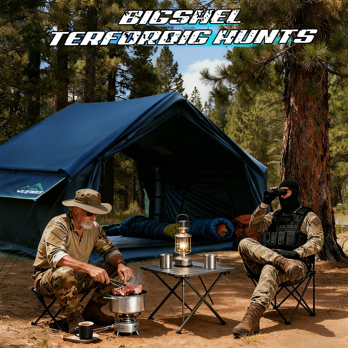 Inflatable Tent with Skylight & Awning, Inflatable Tents for Camping, Blow Up Tent with Stove Jack, Glamping Tent with Mesh Windows & Doors, Waterproof Oxford Tents for Camping 4-6 Person