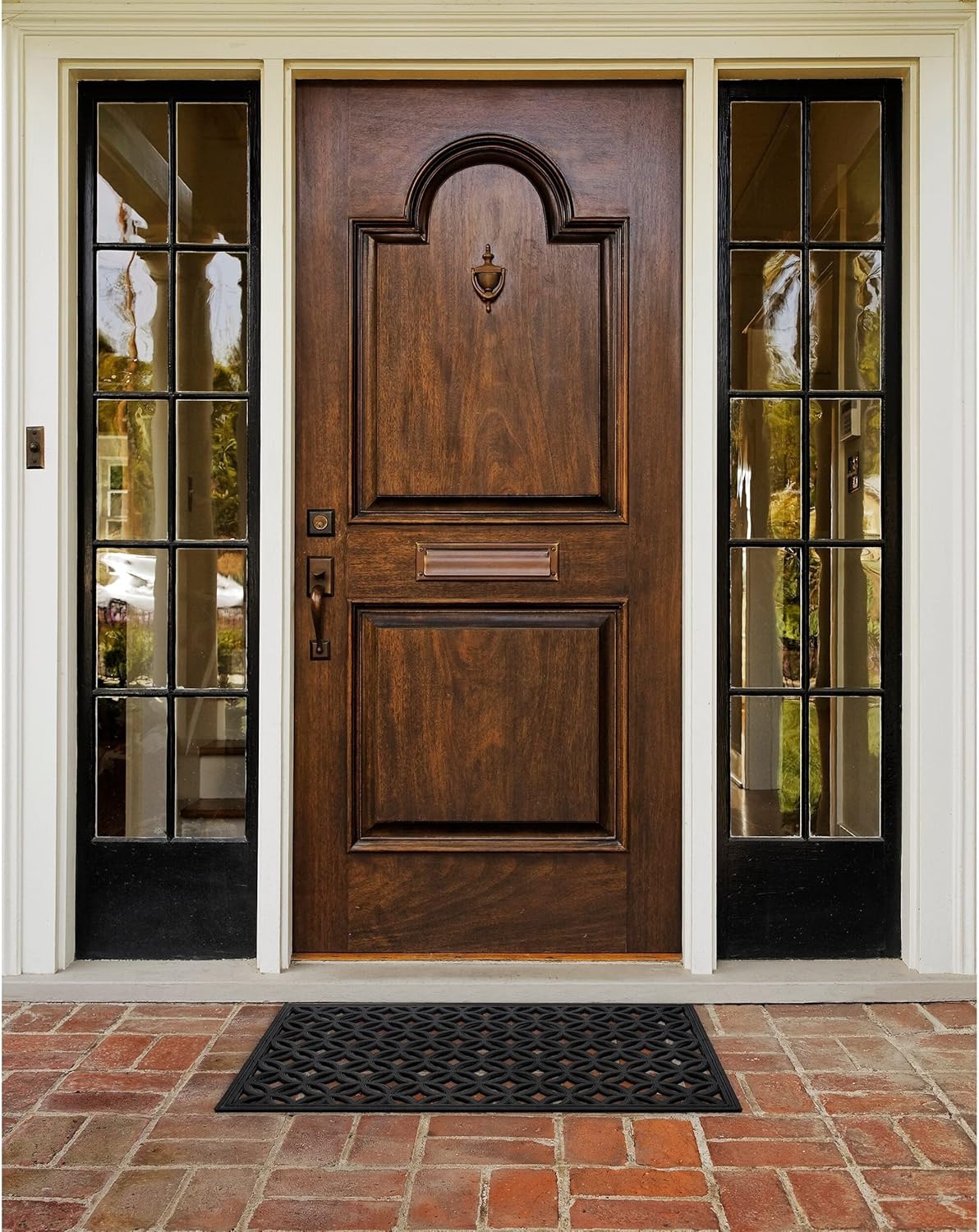 Wrought Iron Rubber Door Mat, 18" x 30", Durable Decorative Outdoor Welcome Mat, Heavy Duty for All Weather