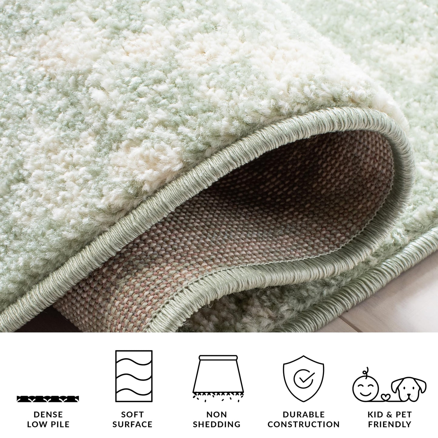 SAFAVIEH Adirondack Collection Area Rug - 10' x 14', Ivory & Green, Modern Diamond Distressed Design, Ideal for High Traffic Areas in Living Room, Bedroom, Dining (ADR131Y-10)