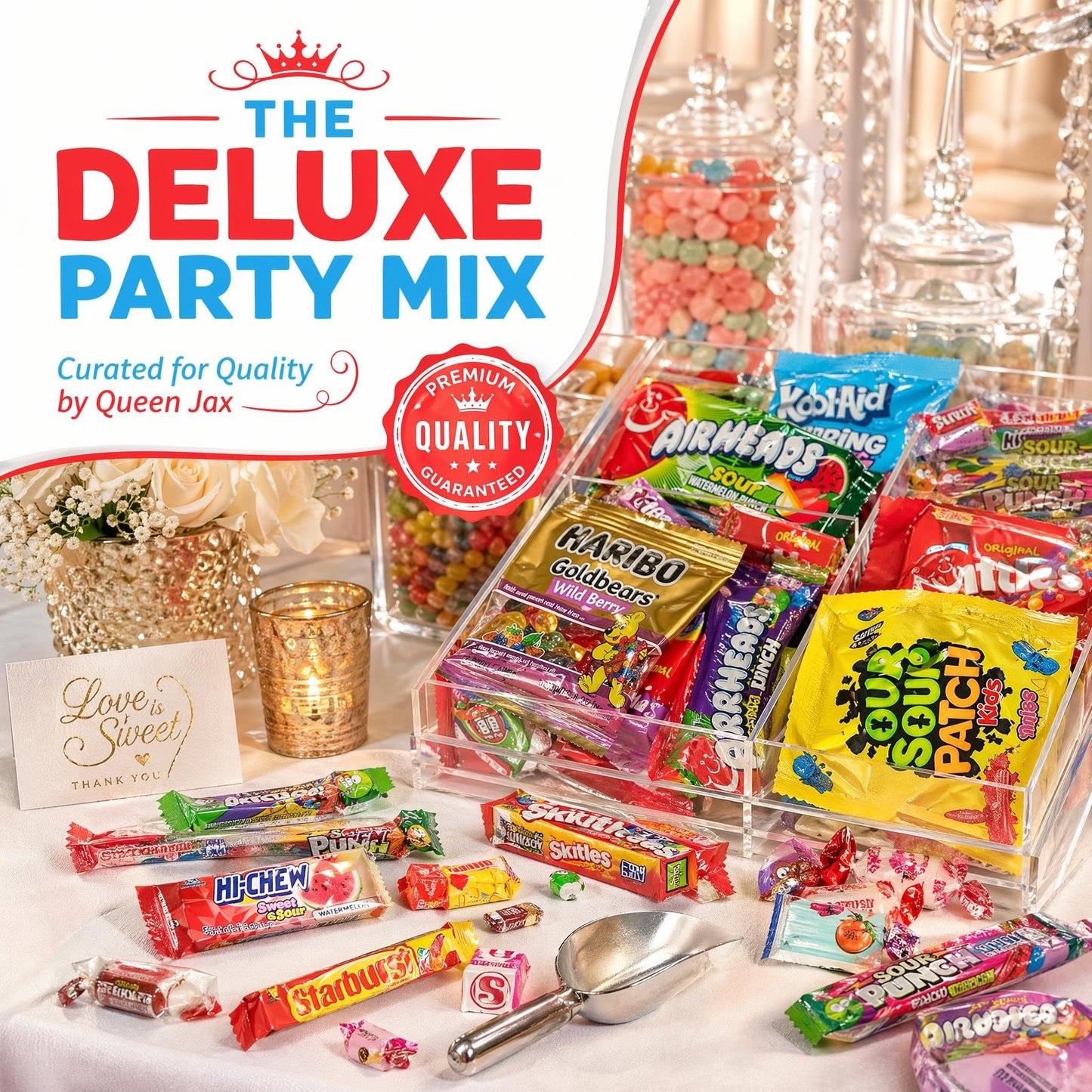Candy Variety Pack - Assorted Candy Party Mix - 4 LB Bag - Sweets Assortment - Bulk Individually Wrapped - Pinata Candies - Mixed Candies - Queen Jax - Deluxe Mix