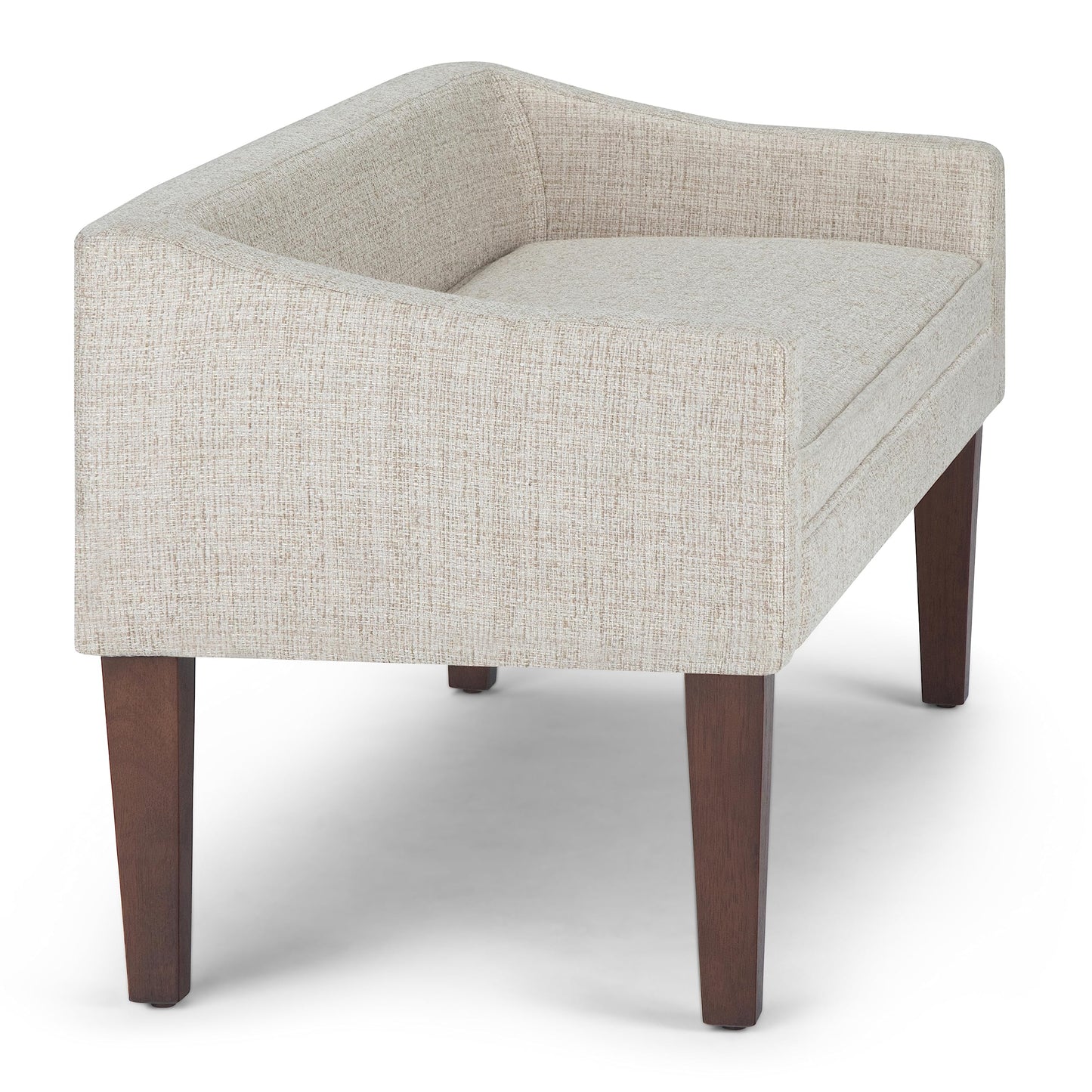 SIMPLIHOME Parris Upholstered Bench - 50 inch Wide Upholstered Hallway Seat in Platinum, Contemporary Bench for Entryway or Living Room with Tufted Cushion, Solid Wood Legs and Sleek Profile