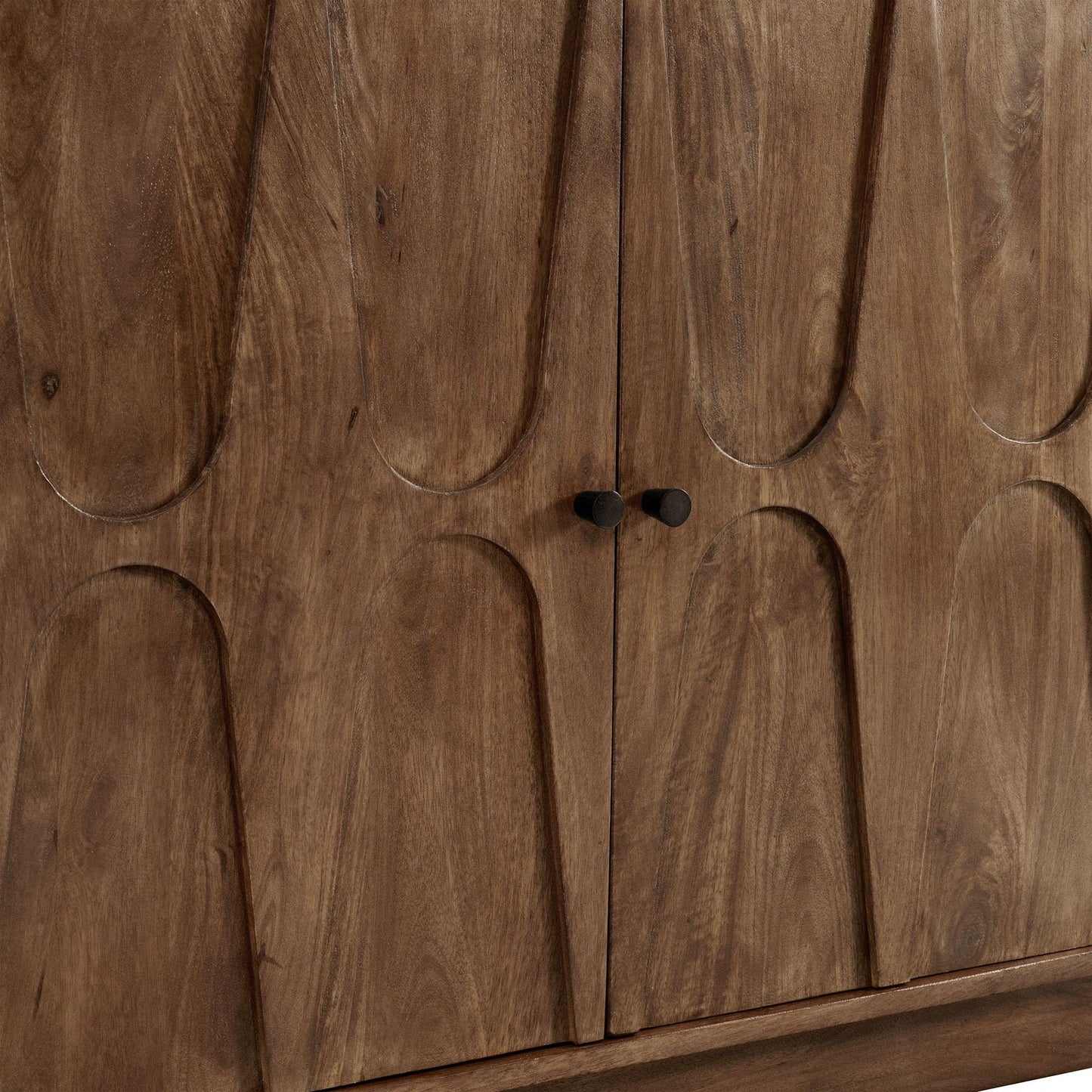 Modway Veda 72 Inch Mango Wood Sideboard Storage Cabinet in Walnut - Mid-Century Modern Buffet Credenza with 4 Doors