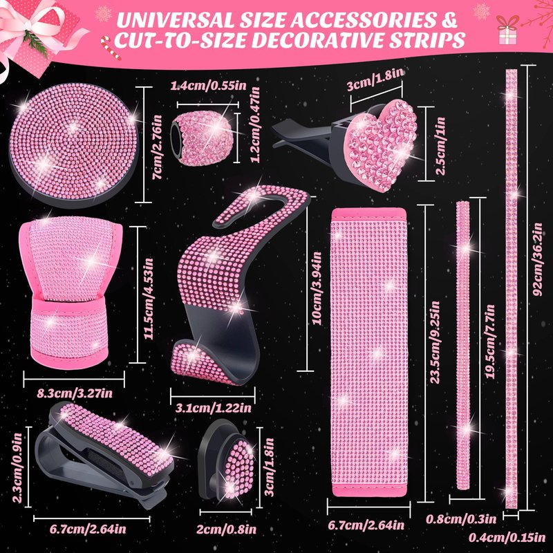 Pink Car Accessories Advent Calendar 2025 for Women - 24 Days of Pink Gift Set, Christmas Countdown Calendar with Sparkly Interior DΓ©cor, Luxury Holiday Gifts for Wife, Girlfriend, Mom, Coworker