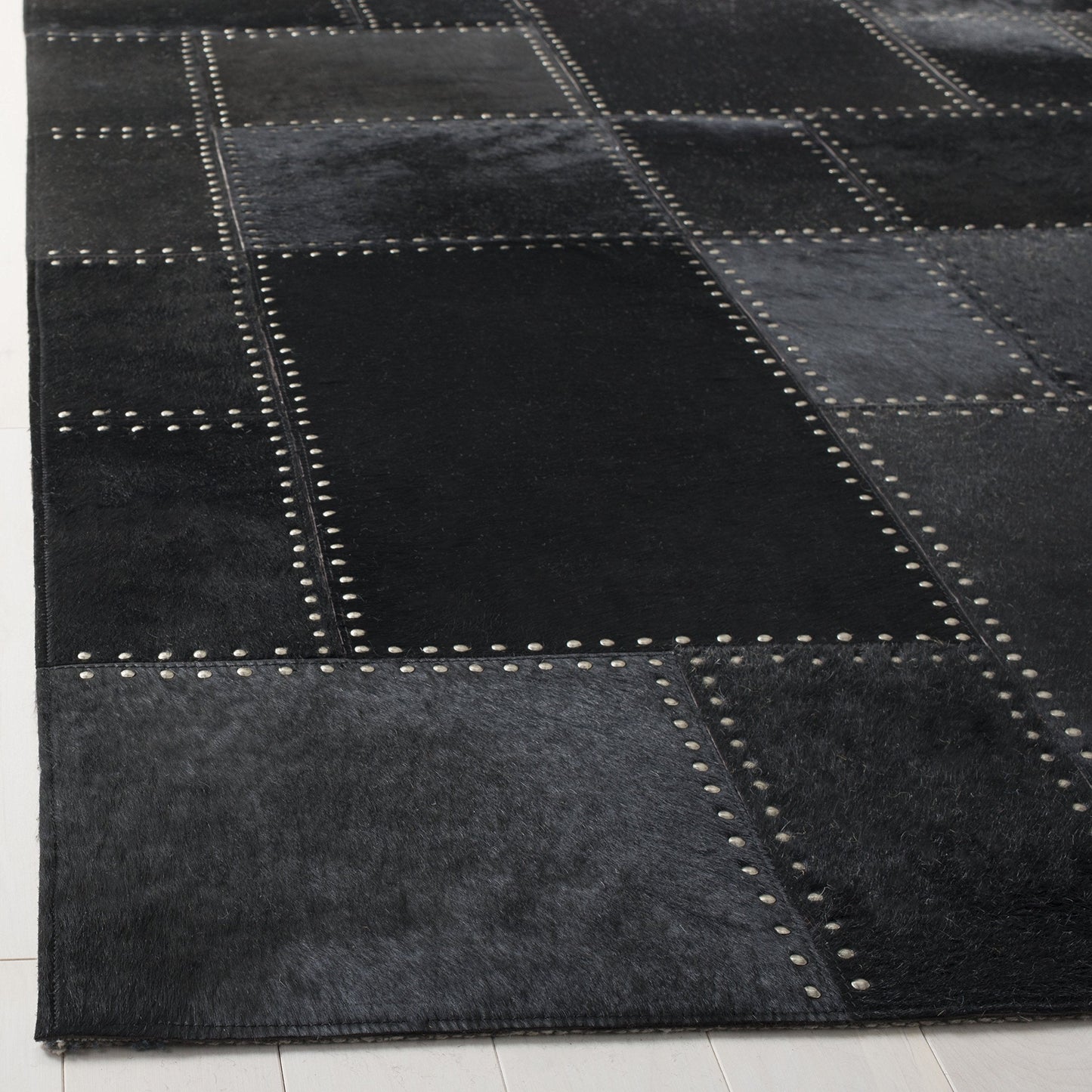 SAFAVIEH Studio Leather Collection Area Rug - 9' x 12', Black, Handmade Mid-Century Modern, Ideal for High Traffic Areas in Living Room, Bedroom (STL174Z)