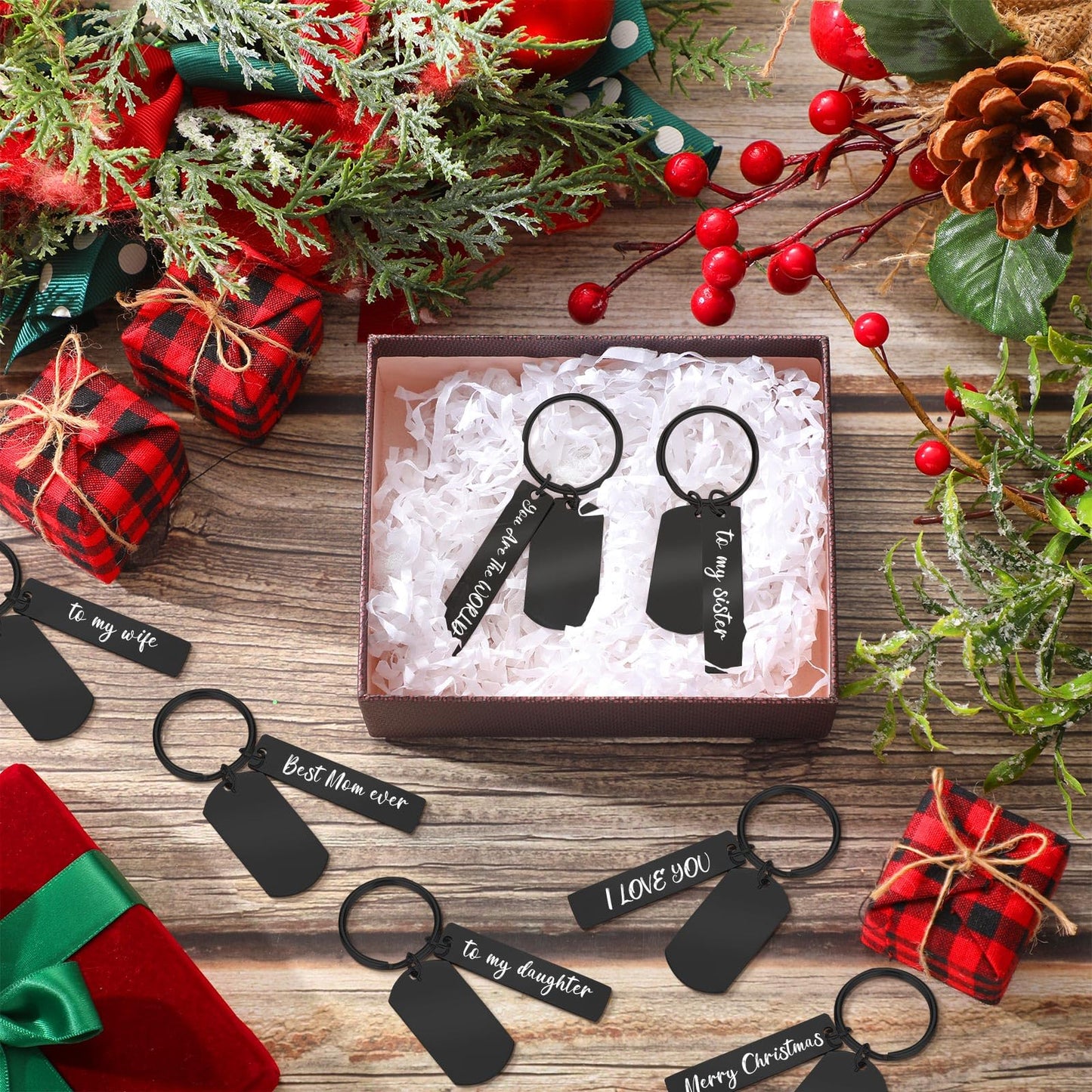 Gisafai 30 Pcs Laser Engraving Stainless Steel Keychain Blanks Engravable Metal Keychains for Graduation Crafts DIY Gifts(Black)