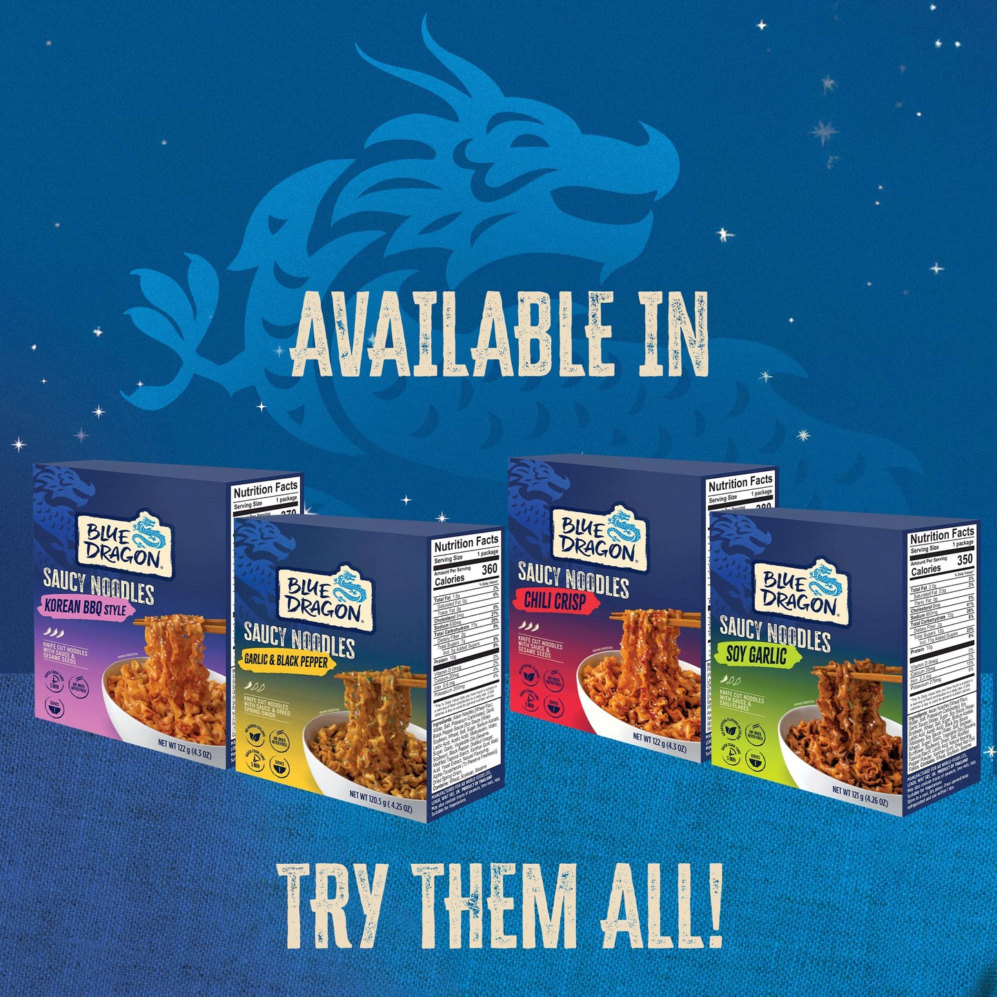 Blue Dragon Korean BBQ Saucy Noodles - 4.2oz (Pack of 3) - Knife Cut Thick Noodles w/Korean BBQ Sauce & Sesame Seed Garnish - Quick & Easy Meal with Bold Asian Flavors - Vegetarian Friendly