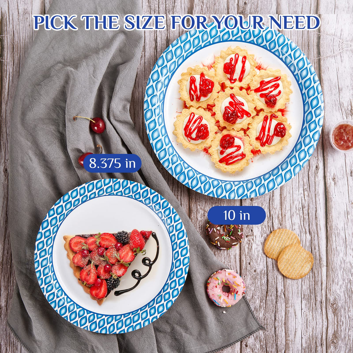 MUCHII 8.375 Inch Disposable Paper Plates, 300 Count Soak and Cut Proof Printed Paper Plates for Daily Use, Holiday for Family Gatherings, Parties, Picnic