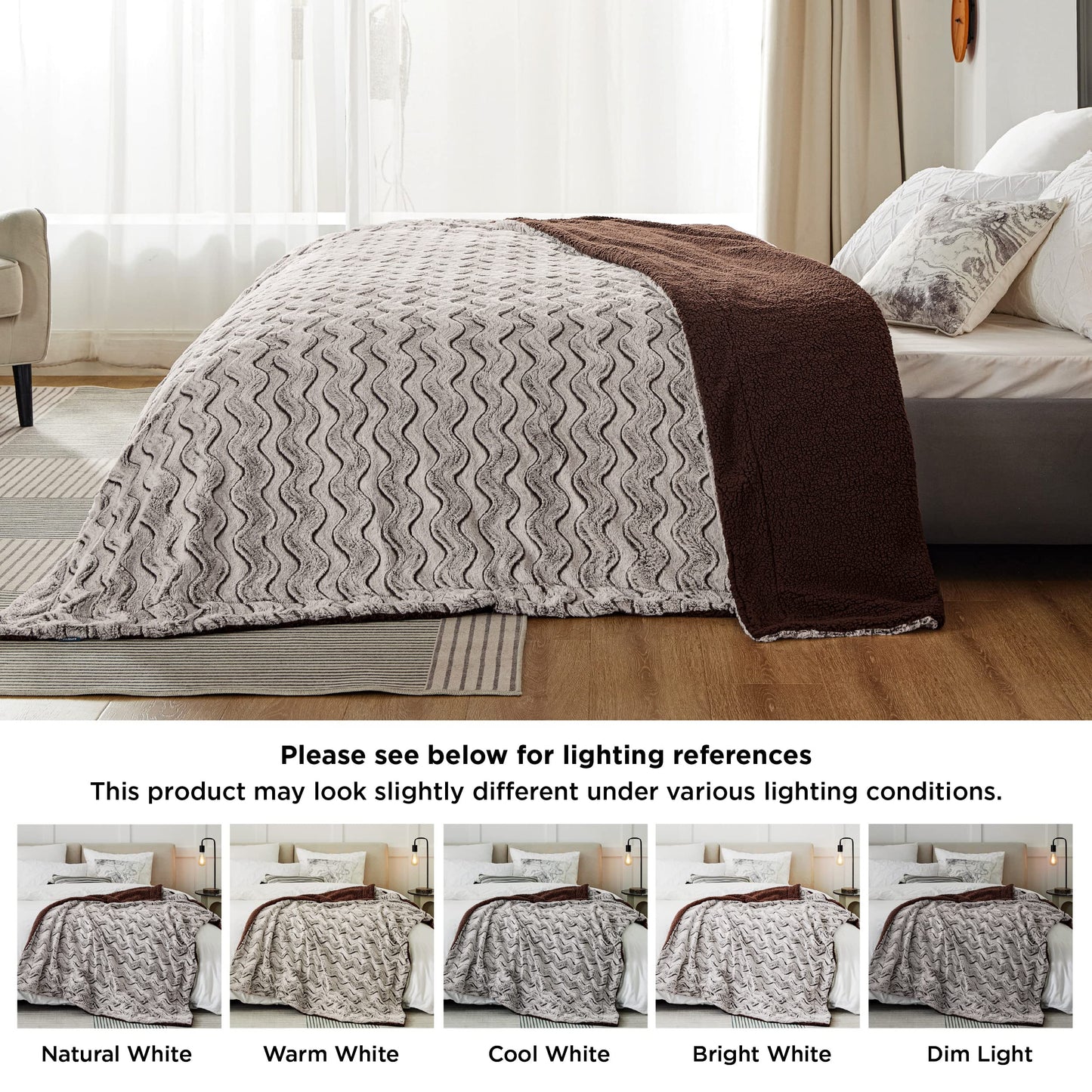 Bedsure Cozy Throw Blankets for Couch - Comfy Fuzzy Blankets and Throws,Warm Soft Plush Throws and Blankets for Sofa, Brown, 50x60 inches