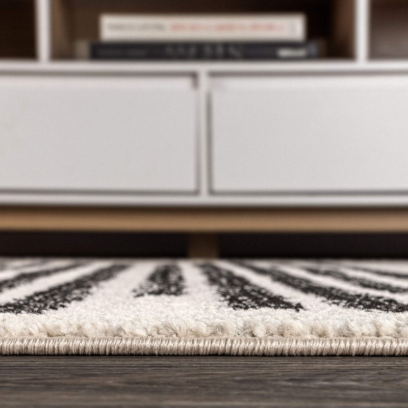 JONATHAN Y Khalil Modern Berber Stripe Cream/Black Runner Rug, 2x8, Contemporary, Bohemian, Easy-Cleaning for Living Room, Bedroom, Kitchen, Pet Friendly, Non-Shedding (MOH207A-28)