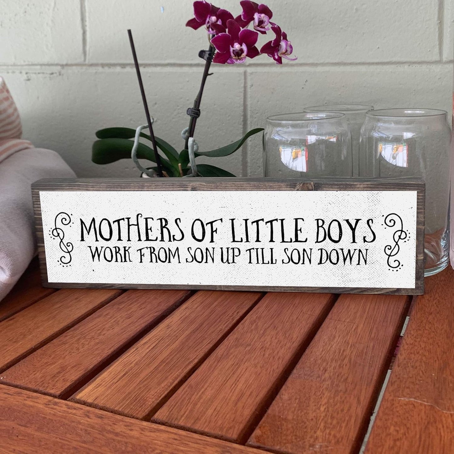 Mom Wood Signs - Medium Wood And Metal for Mothers Of Little Boys
