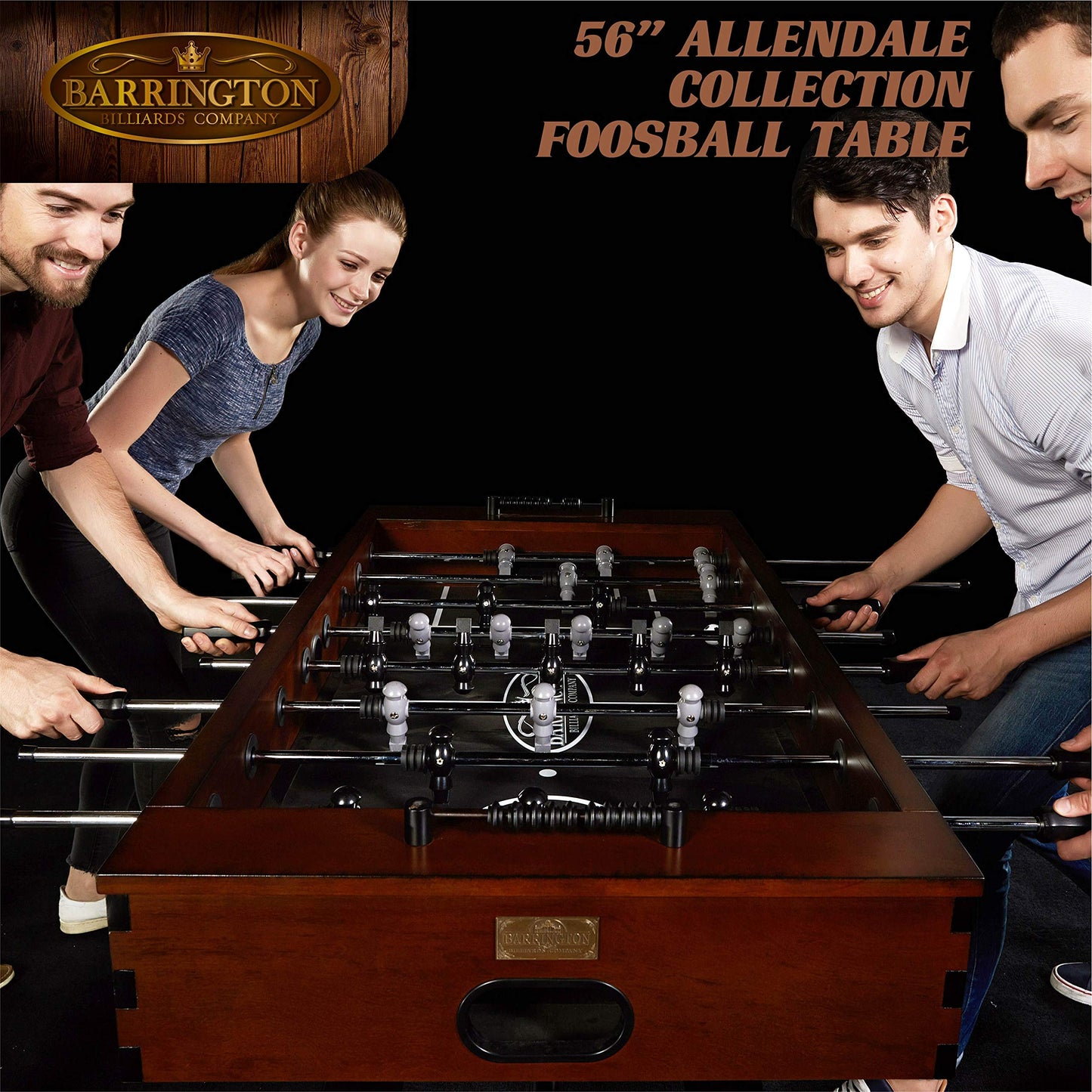 Barrington 56” Allendale Foosball Table Competition Size, Durable and Stylish with Tabletop Sports Soccer Balls, Perfect for Family Game Rooms