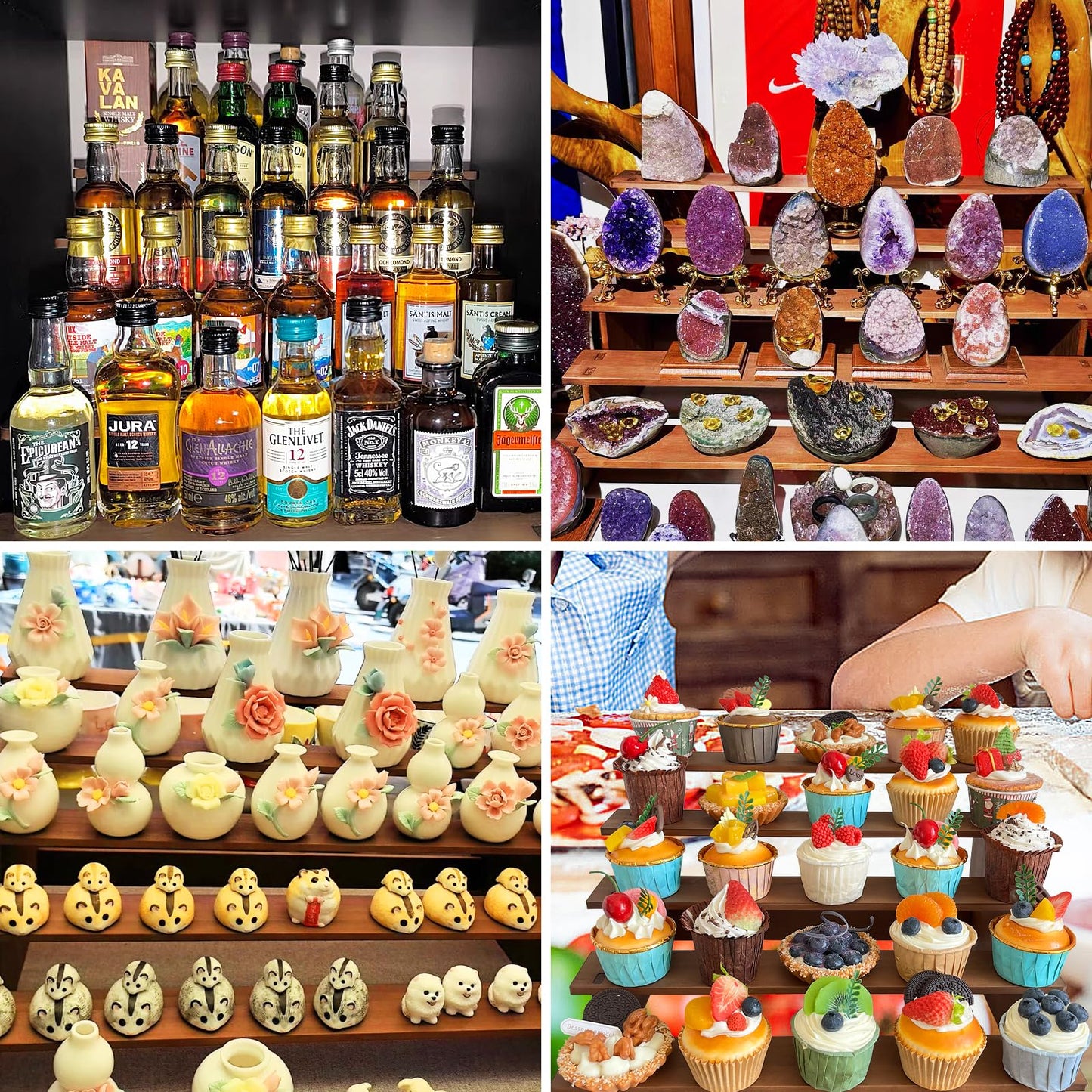 Umgozrz Wooden Cupcake Stand 5 Tier Cupcake Stand Cupcake Holder Rustic Wood Cupcake Display Stand Wooden Dessert Display Stand