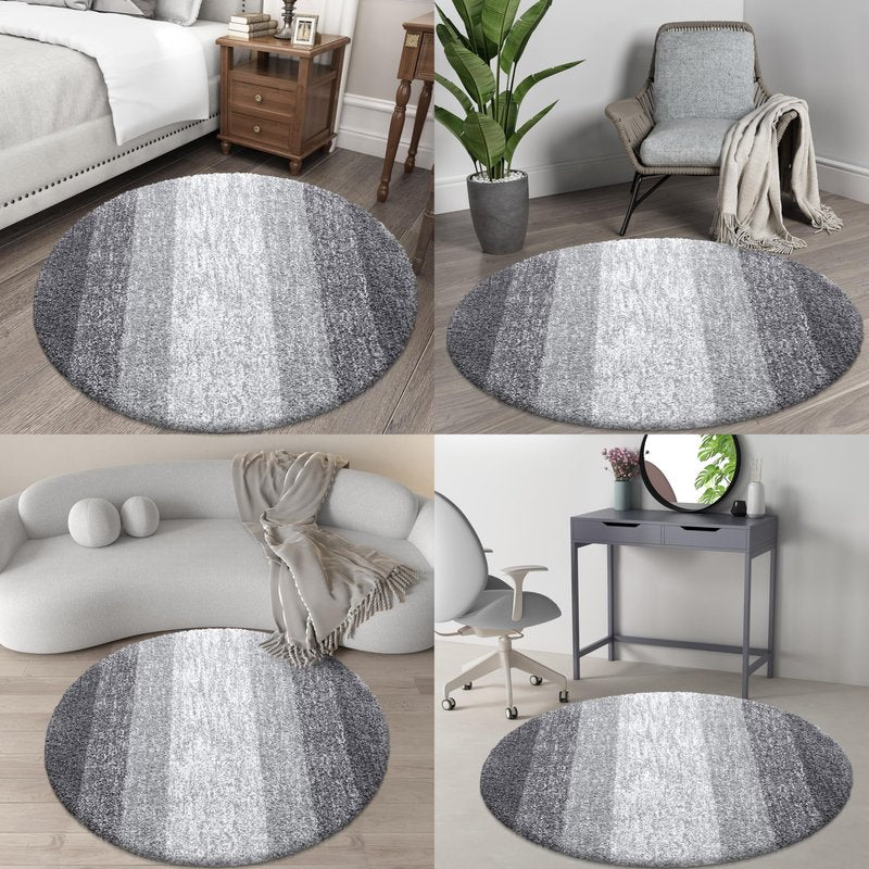 OLANLY 30-inch Round Bathroom Rugs, Extra Soft and Absorbent Microfiber Bath Rugs, Quick Dry Machine Washable Bath Mats for Bathroom Floor, Tub and Shower, Home Decor Accessories, Grey