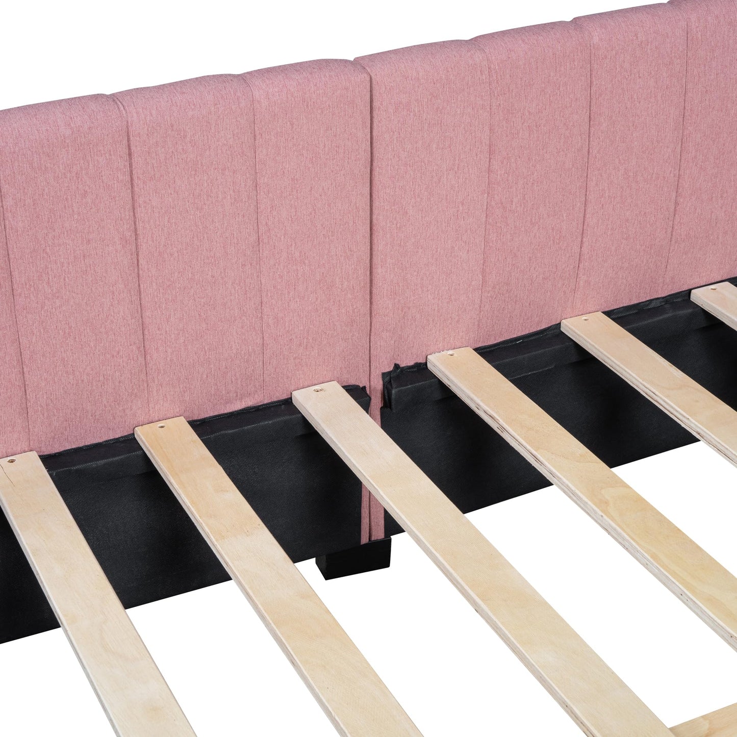 Merax Upholstered Daybed with 2 Storage Drawers, Full Size Sofa Bed Frame, No Box Spring Needed, Linen Fabric, Pink