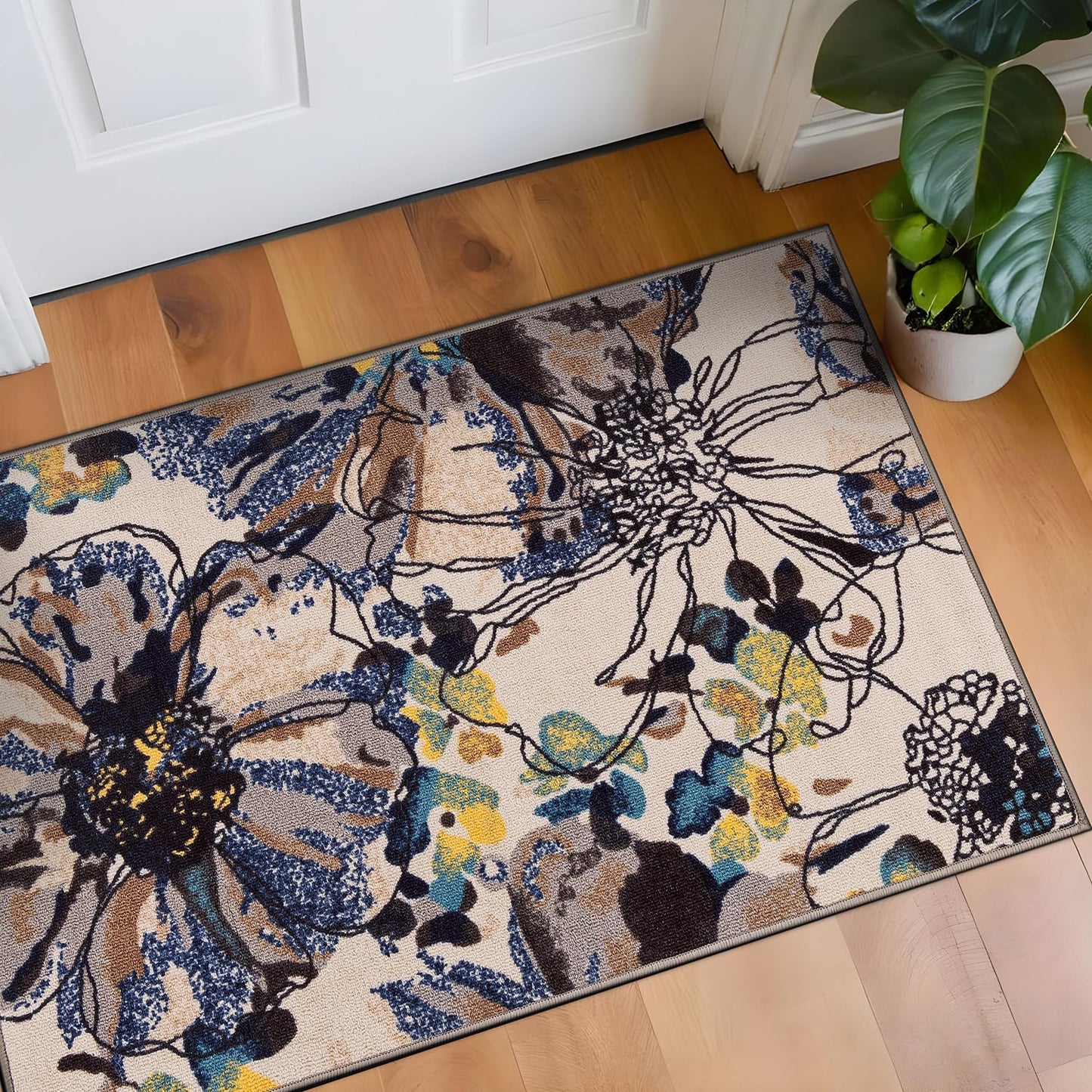 Rugshop Gray Large Floral Non-Slip Area Rug Fade Resistant for Living Room, Dining Room and Large Spaces, 10' x 14'