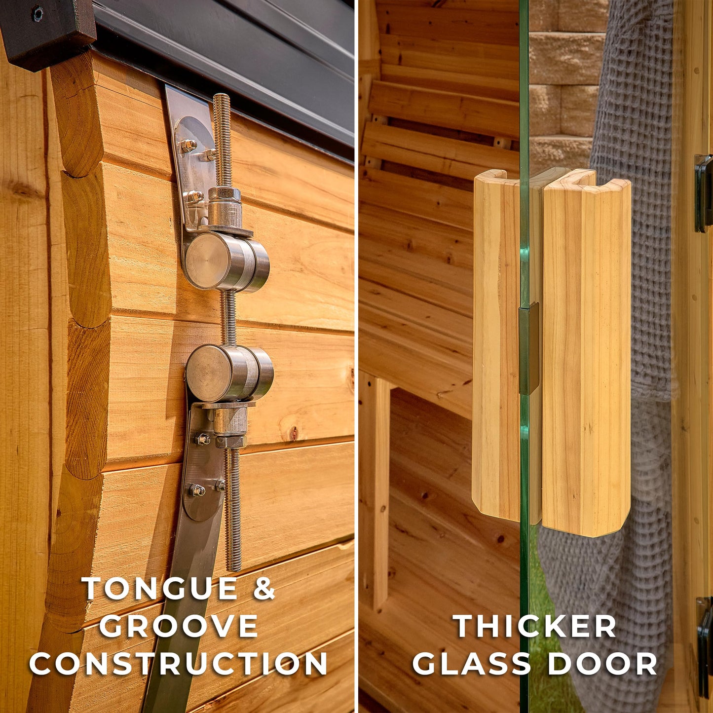 Backyard Discovery Paxton 2-4 Person Traditional Cedar Outdoor Barrel Sauna with Electric Sauna Heater, Front Porch, Sauna Rocks, Dry Heat, Steam Sauna, LED Lights, Wi-Fi Panel, Sauna Accessories