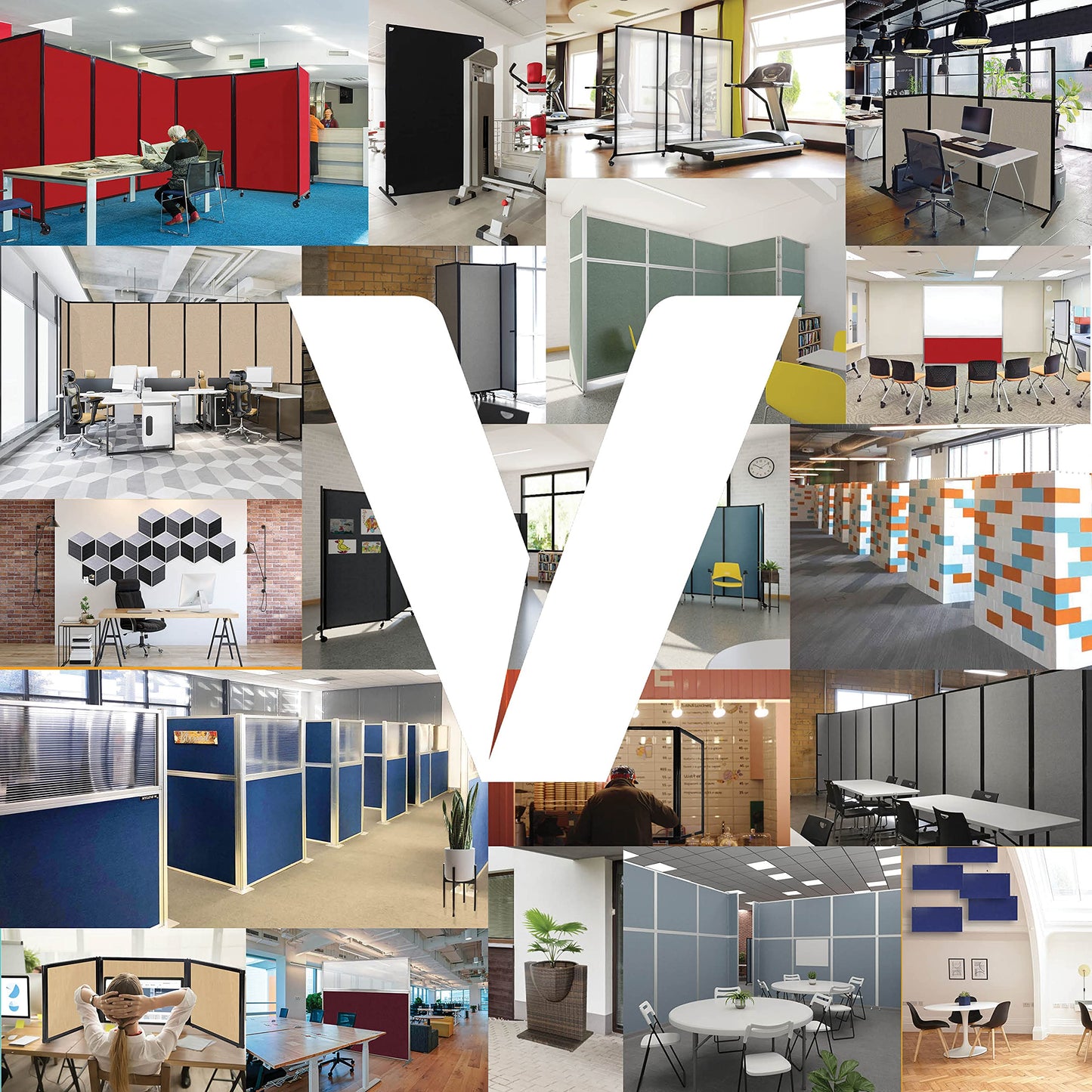 Versare Polycarbonate Room Divider 360 Portable Wall Partition | Freestanding Office Dividers | Locking Wheels | Privacy Screen Panels - 14' x 6' Dark Gray Thermoplastic Polymer