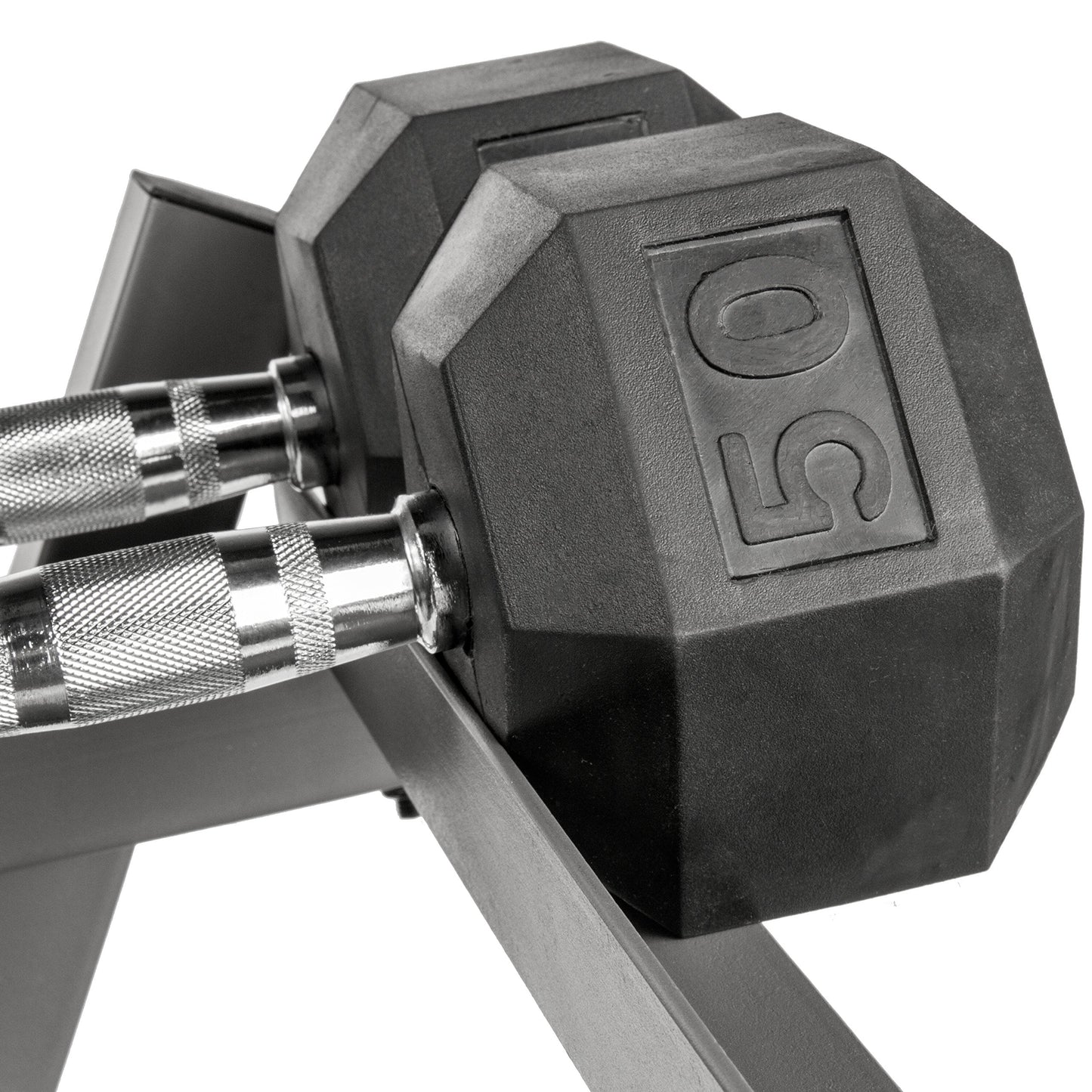 XMARK 5-50lb Dumbbell Set with Rack, Weights Dumbbells, Multiple Free Weights and Horizontal Storage for Home Gym Strength Training, Storage Rack (Gray)