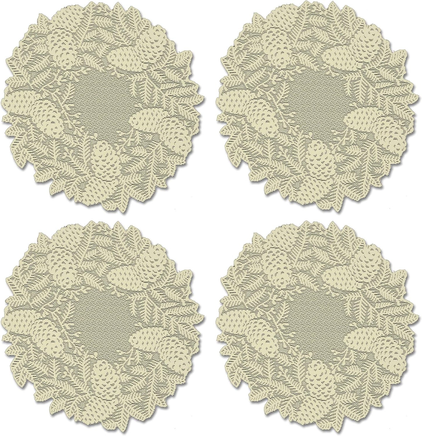Heritage Lace Highland Pine Doily, 15", Ivory, 4 Count