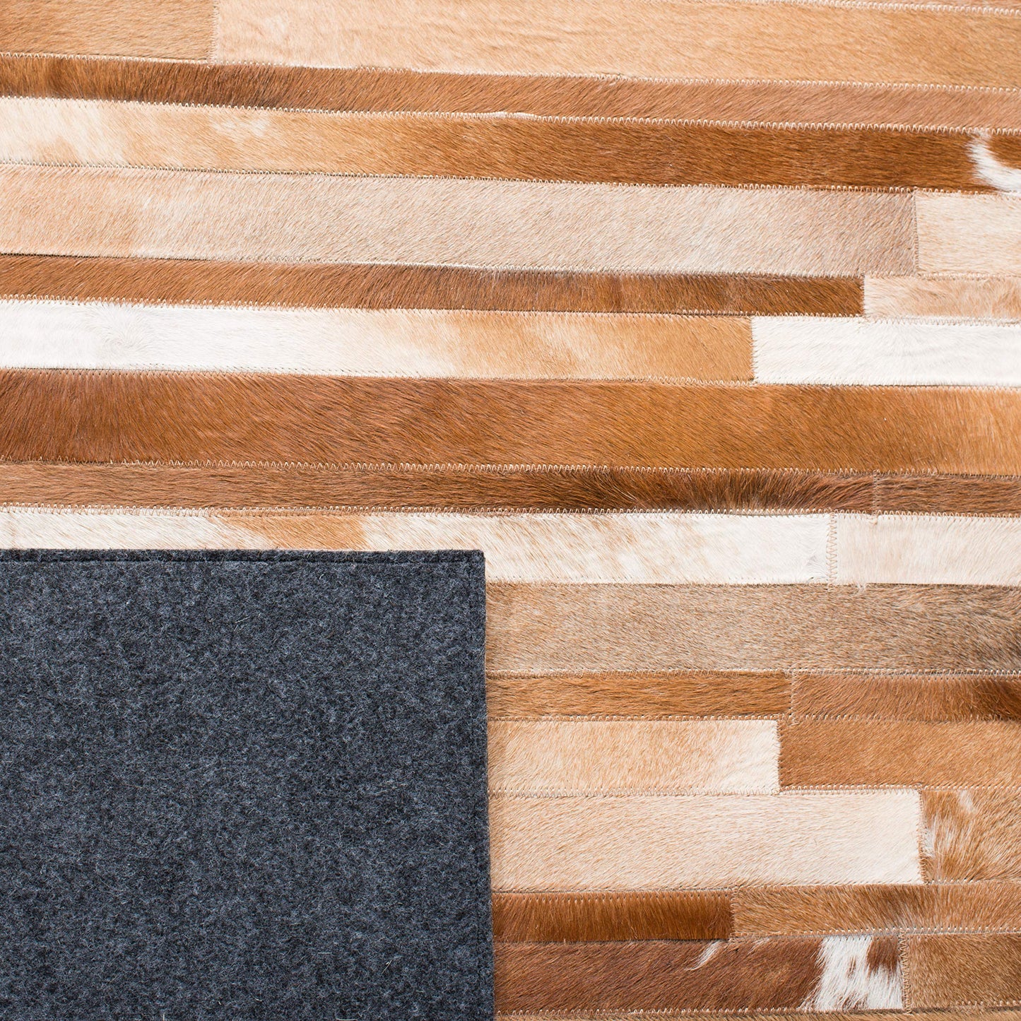 SAFAVIEH Studio Leather Collection Area Rug - 6' Square, Tan & Ivory, Handmade Mid-Century Modern, Ideal for High Traffic Areas in Living Room, Bedroom (STL218B)