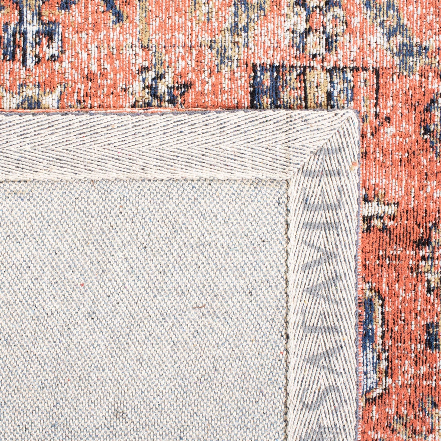 SAFAVIEH Area Rug 8x10 - Classic Vintage Collection - Large - Rust & Navy, Cotton, Oriental Distressed Design, Easy Cleaning, Ideal for Living Room, Bedroom, Office, Dining Space (CLV305P)