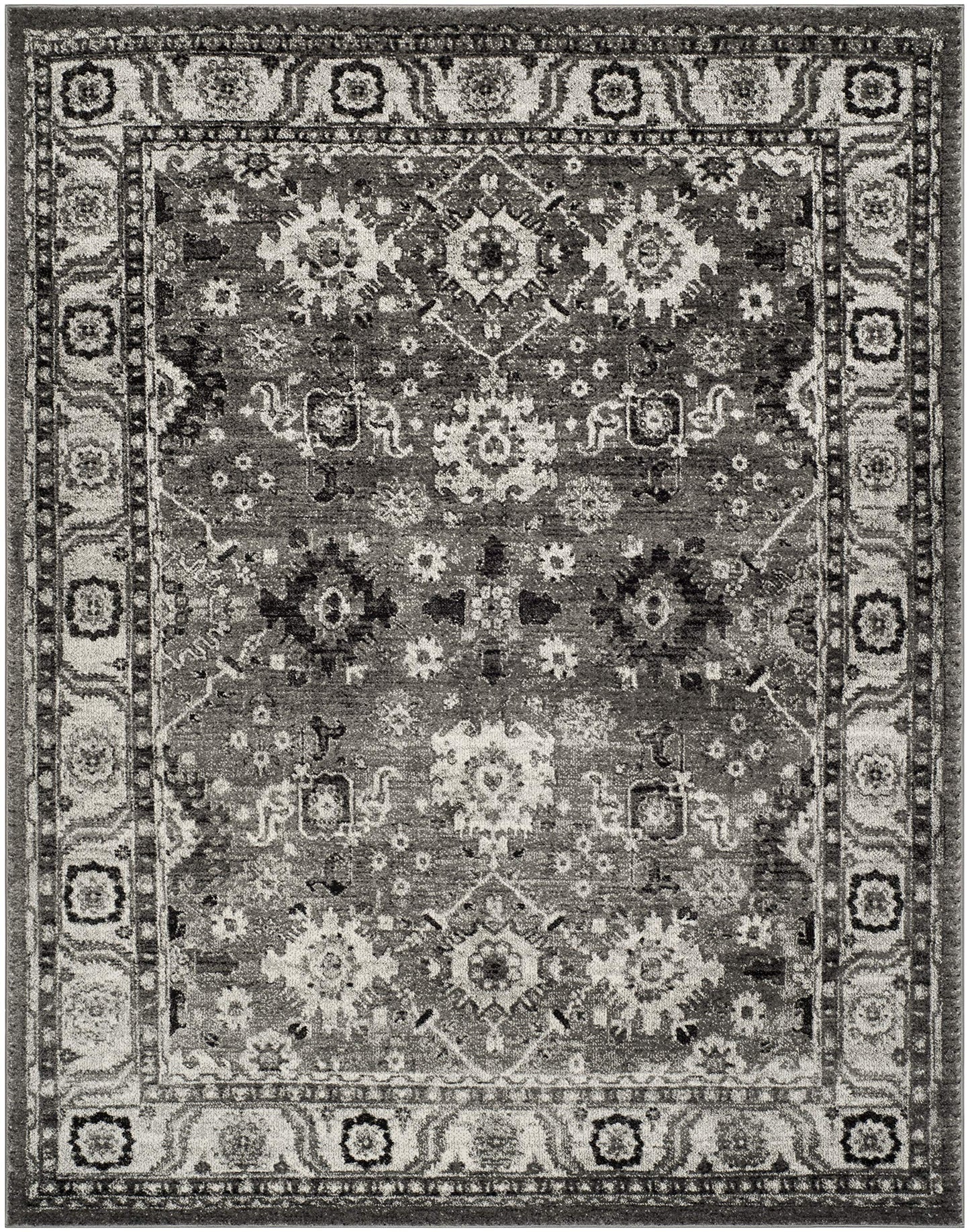 SAFAVIEH Area Rug 8x10 - Vintage Hamadan Collection - Large - Grey & Black, Traditional Persian Design, Non-Shedding & Easy to Clean, Ideal for Living Room, Bedroom, Dining Space (VTH214K)