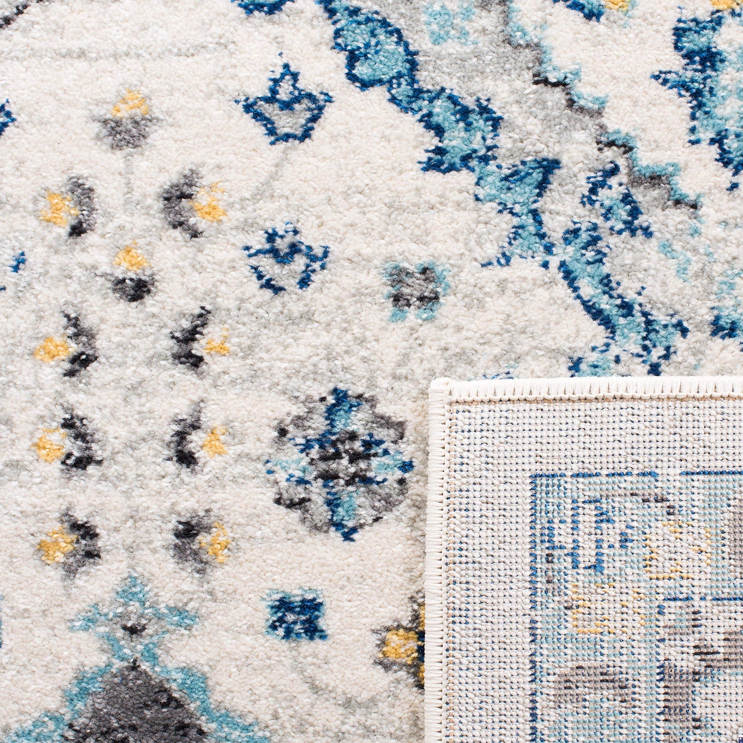 SAFAVIEH Evoke Collection 10' x 14' Ivory / Light Blue EVK224C Boho Oriental Non-Shedding Living Room Bedroom Dining Home Office Area Rug