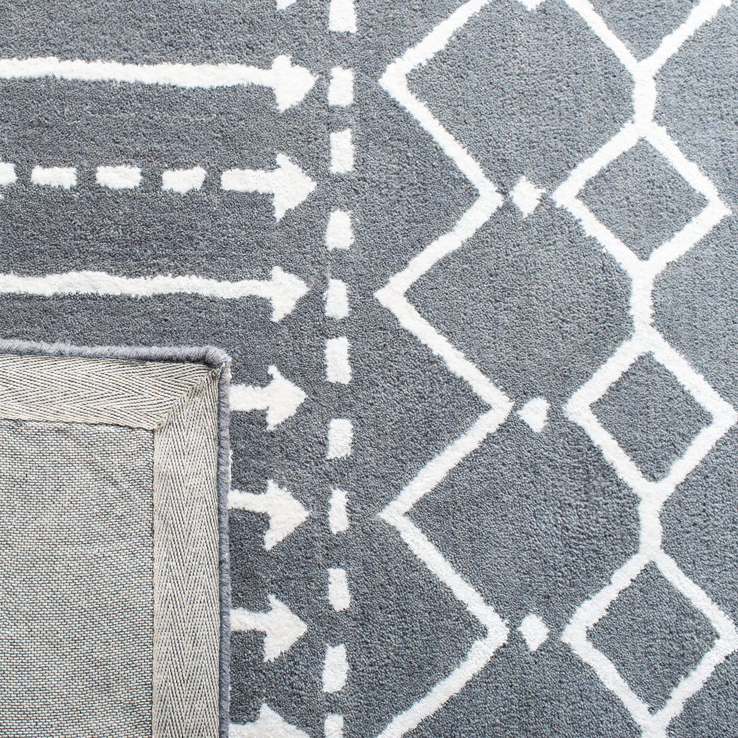 SAFAVIEH Area Rug 8x10 - Himalaya Collection - Large - Grey & Ivory, Handmade Wool, Ideal for Living Room, Bedroom, Office, Dining Space (HIM903D)