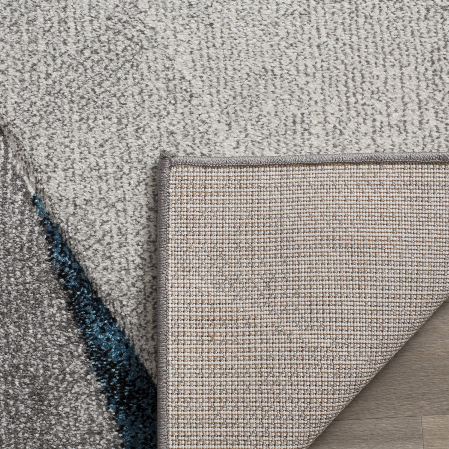 SAFAVIEH Hollywood Collection Area Rug - 9' x 12', Grey & Teal, Mid-Century Modern Design, Non-Shedding & Easy Care, Ideal for High Traffic Areas in Living Room, Bedroom (HLW710D)