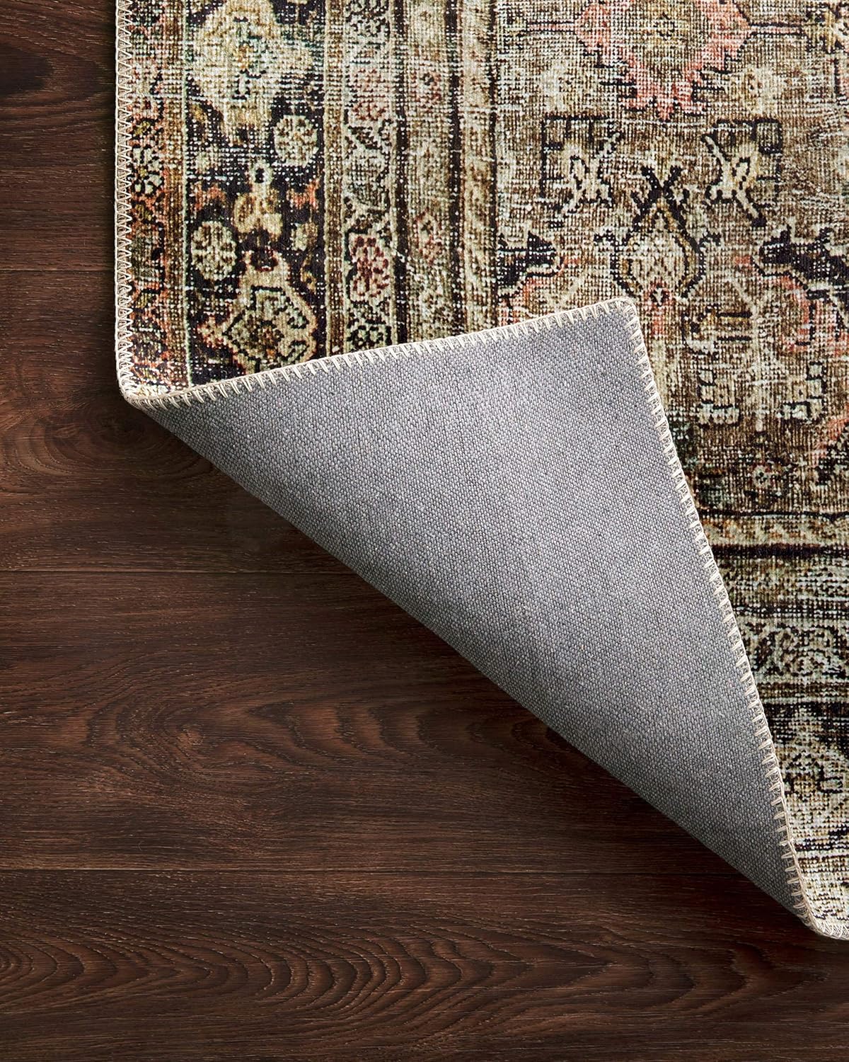 Loloi Layla Collection Accent Rug - Olive/Charcoal 2'-3" x 3'-9", Soft, Durable, Vintage Inspired