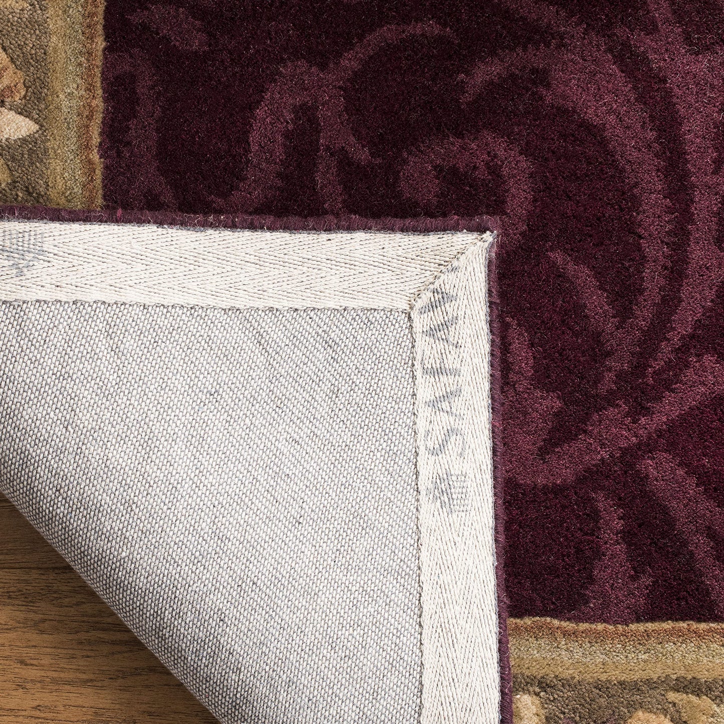 SAFAVIEH Empire Collection 5' x 8' Dark Red / Dark Beige EM414A Handmade Traditional European Premium Wool Area Rug