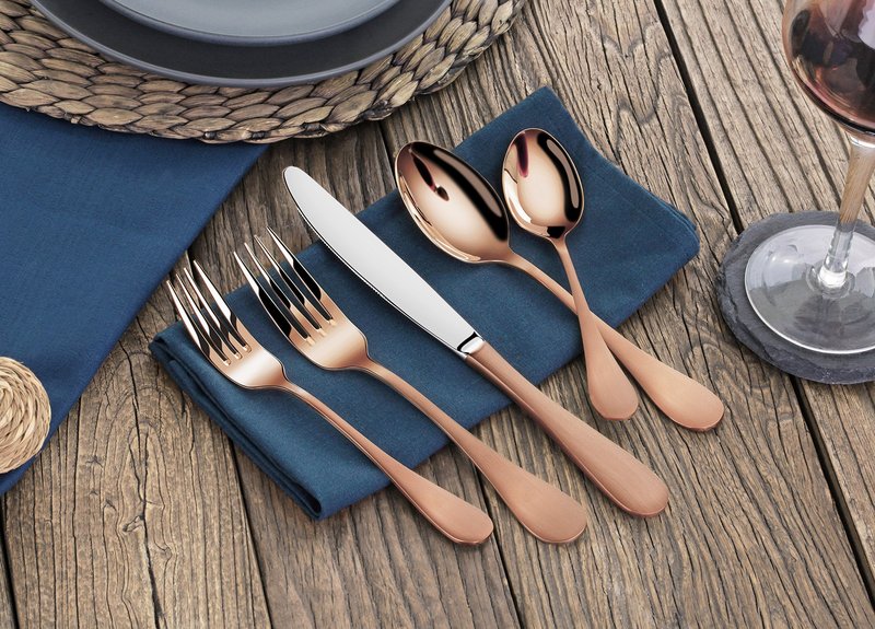 Artaste 56891 Rain 18/10 Stainless Steel Flatware 36-Piece Set, Copper Finish, Service for 12