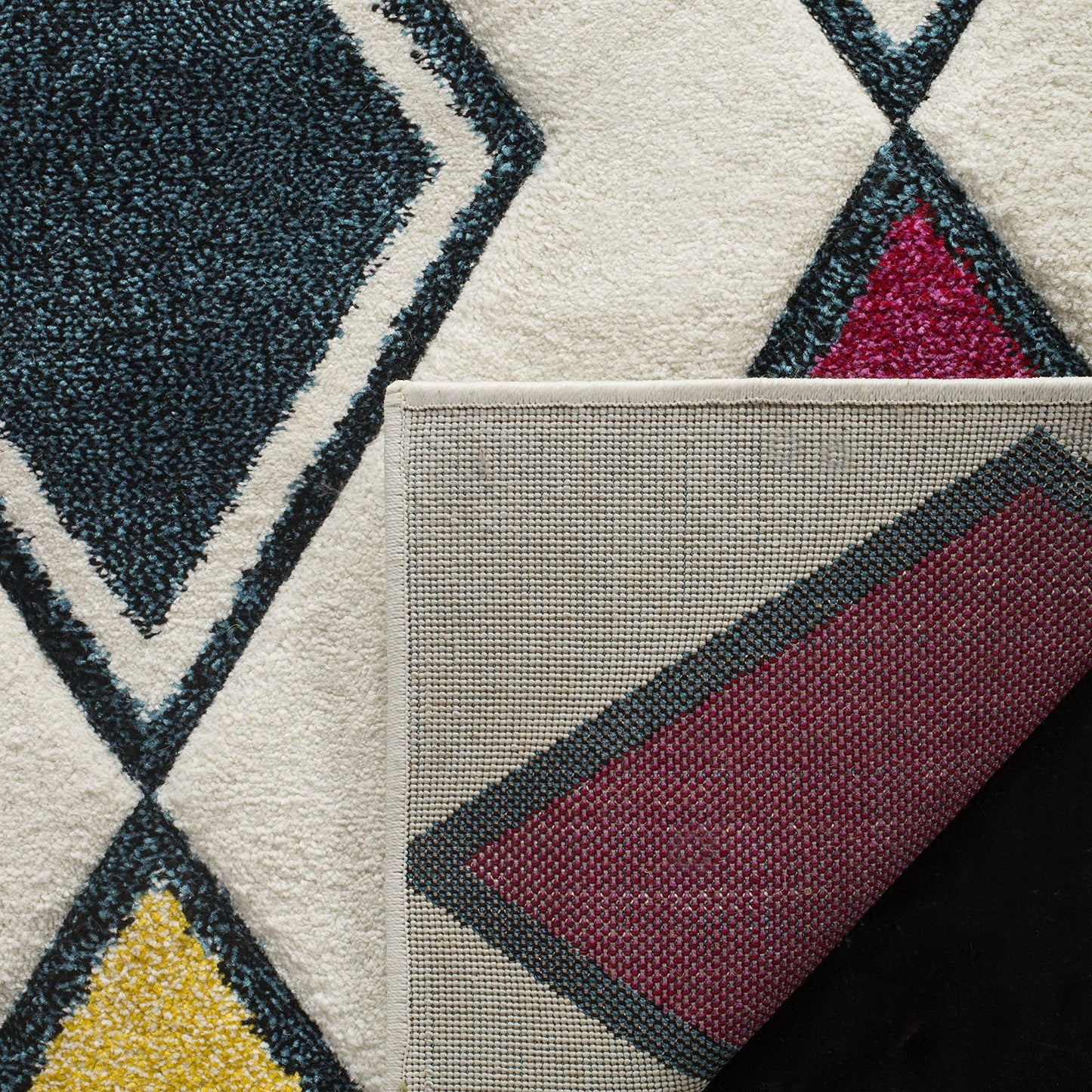 SAFAVIEH Area Rug 8x10 - Hollywood Collection - Large - Ivory & Peacock Blue, Mid-Century Modern Design, Non-Shedding & Easy Cleaning, Ideal for Living Room, Bedroom, Office, Dining Space (HLW704B)