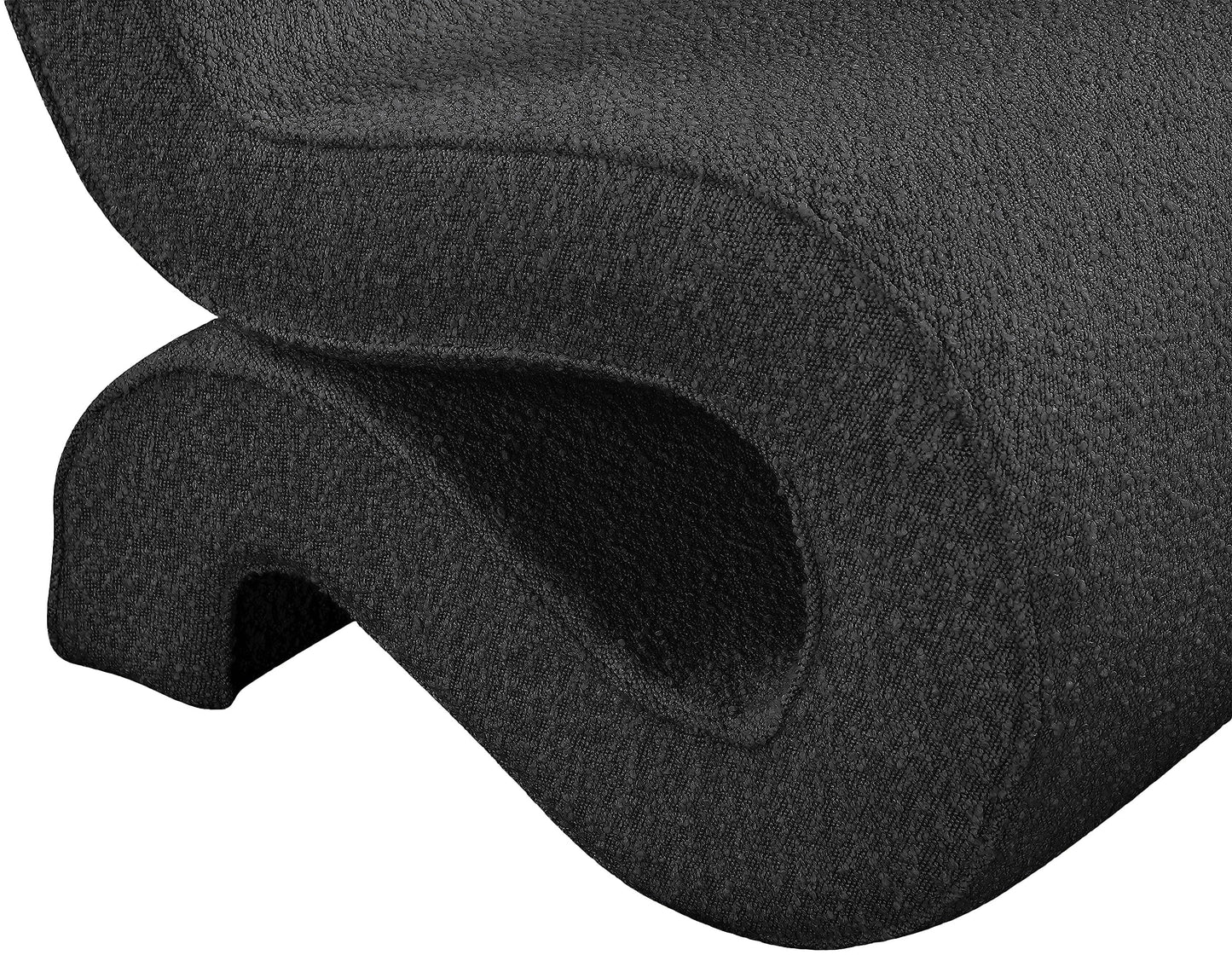 Meridian Furniture 599Black Desiree Collection Modern | Contemporary Boucle Fabric Upholstered Accent Chair with Rich Black Boucle Fabric, Curved Design, 22.5" W x 29" D x 28.5" H, Black