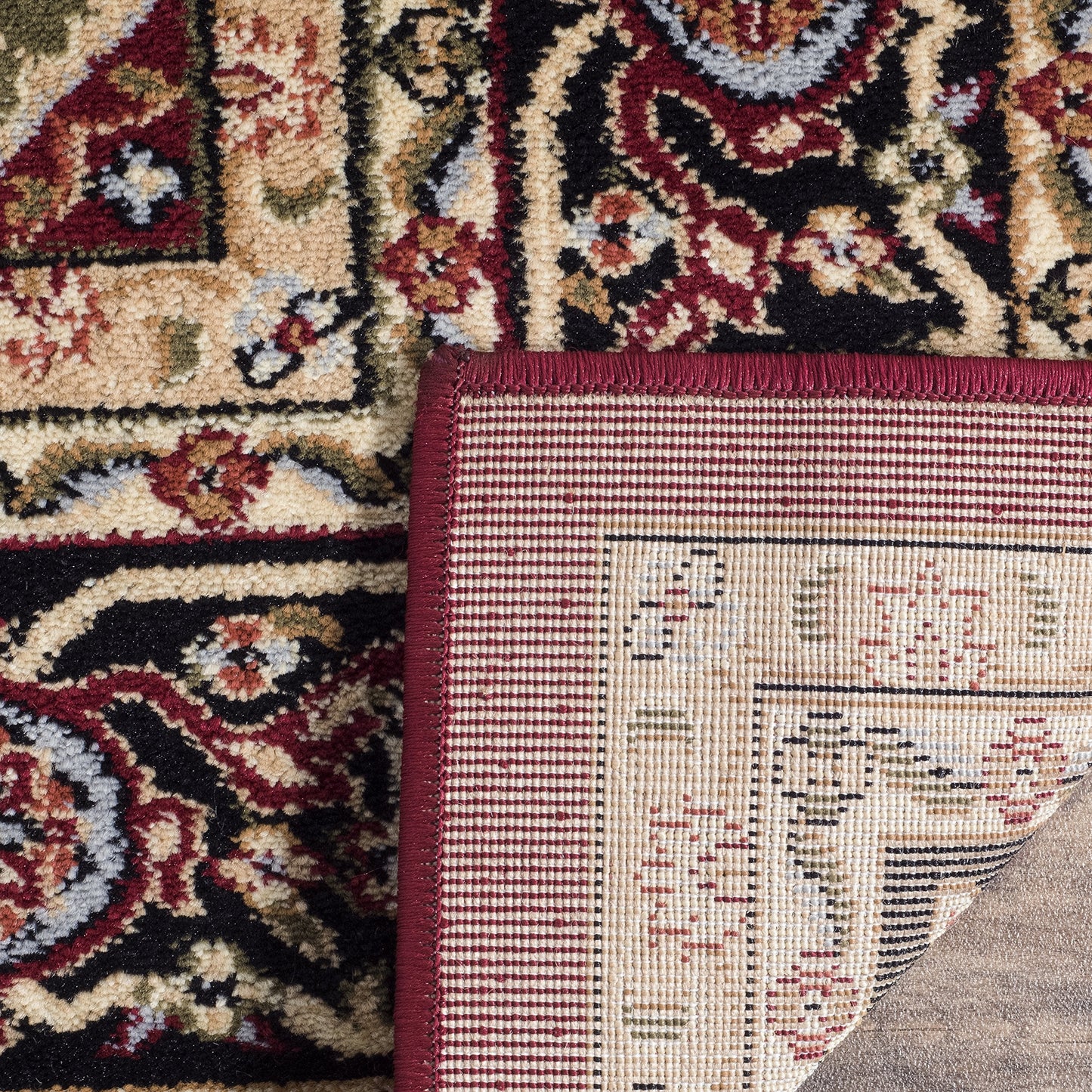 SAFAVIEH Lyndhurst Collection Area Rug - 9' x 12', Red & Black, Traditional Oriental Design, Non-Shedding & Easy Care, Ideal for High Traffic Areas in Living Room, Bedroom (LNH330B)