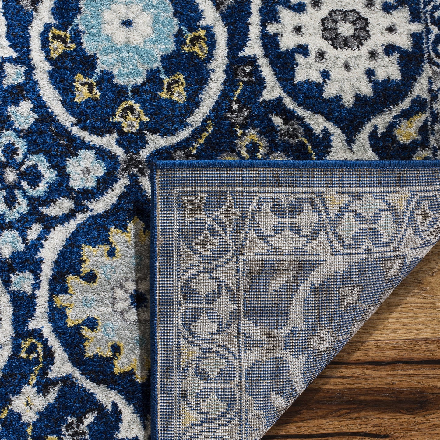 SAFAVIEH Evoke Collection 9' x 12' Royal / Ivory EVK210A Non-Shedding Living Room Bedroom Dining Home Office Area Rug