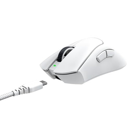 Razer DeathAdder V3 Pro Wireless Gaming Mouse: 64g Lightweight Ergonomic - 30K DPI Optical Sensor - Gen-3 Optical Switches - 8 Programmable Controls - Up to 90 Hr Battery - White