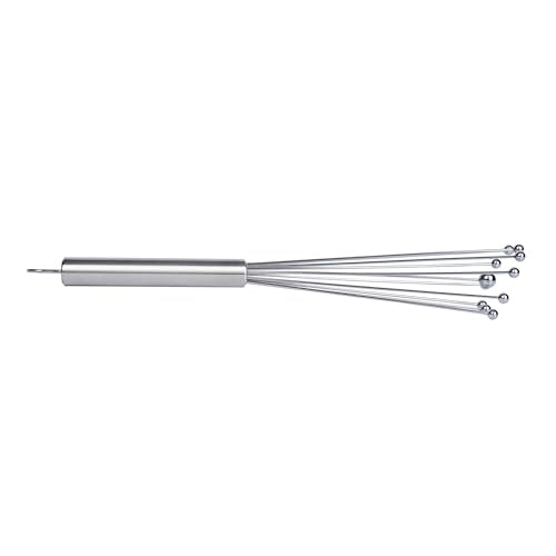 Restaurantware 10.5 in Stainless Steel Ball Whisk - German Standard Egg Beater with Ergonomic Handle, Dishwasher Safe - Manual Mixer Cooking Whisk for Baking, Stirring, Sauces, Beating